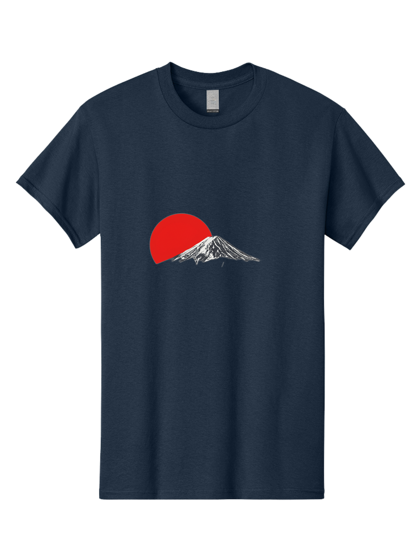 Mount-Fuji-Sunset Men'S Graphic Tee, 100% Cotton, Comfortable Casual Summer Wear, Machine Washable, Mount Fuji Landscape, Red Sun, Mountain Scenery, Serene Landscape, Japanese Culture, Iconic Landmark, Minimalist Design, Simple Art Bad976