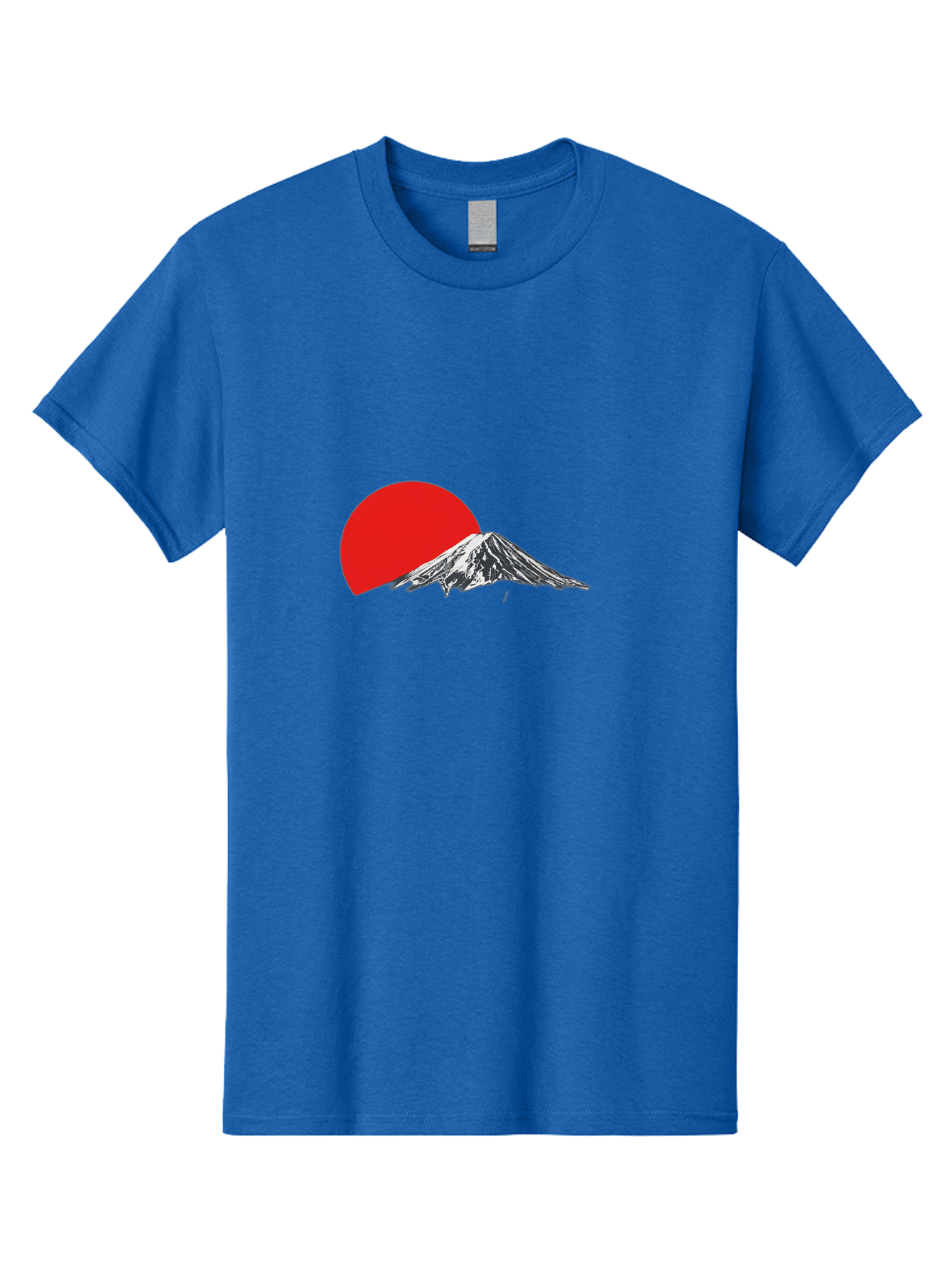 Mount-Fuji-Sunset Men'S Graphic Tee, 100% Cotton, Comfortable Casual Summer Wear, Machine Washable, Mount Fuji Landscape, Red Sun, Mountain Scenery, Serene Landscape, Japanese Culture, Iconic Landmark, Minimalist Design, Simple Art Bad976