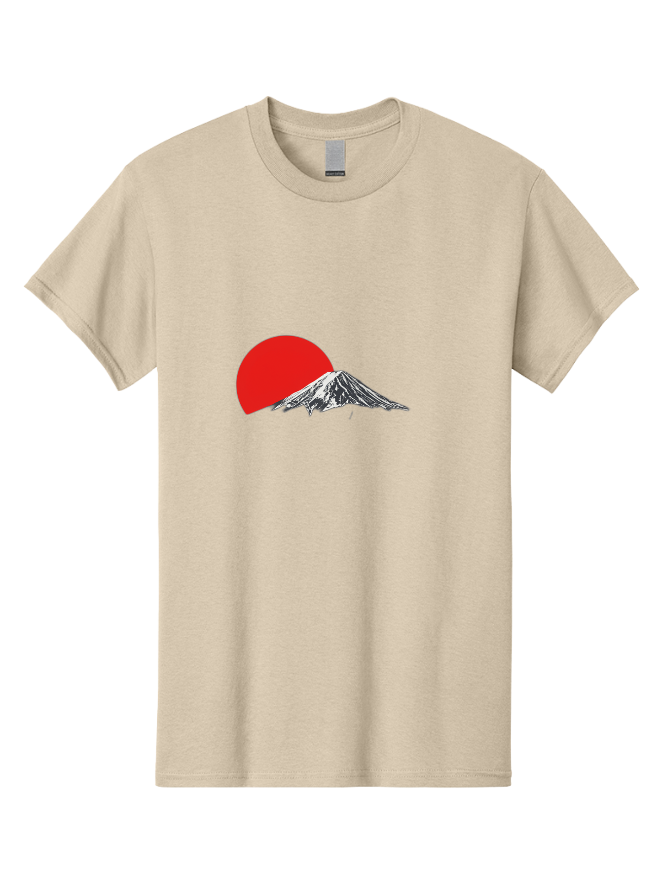 Mount-Fuji-Sunset Men'S Graphic Tee, 100% Cotton, Comfortable Casual Summer Wear, Machine Washable, Mount Fuji Landscape, Red Sun, Mountain Scenery, Serene Landscape, Japanese Culture, Iconic Landmark, Minimalist Design, Simple Art Bad976