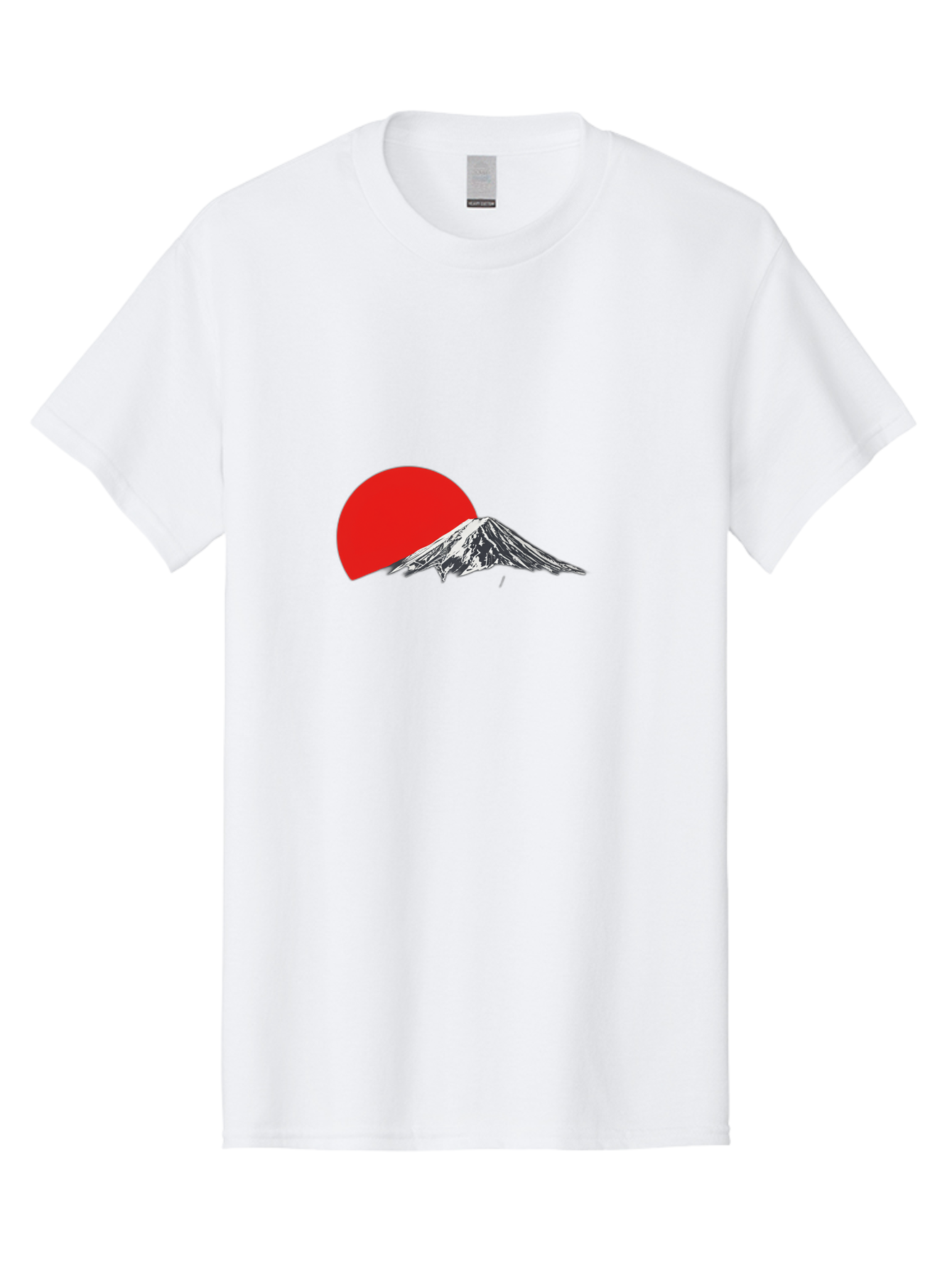 Mount-Fuji-Sunset Men'S Graphic Tee, 100% Cotton, Comfortable Casual Summer Wear, Machine Washable, Mount Fuji Landscape, Red Sun, Mountain Scenery, Serene Landscape, Japanese Culture, Iconic Landmark, Minimalist Design, Simple Art Bad976