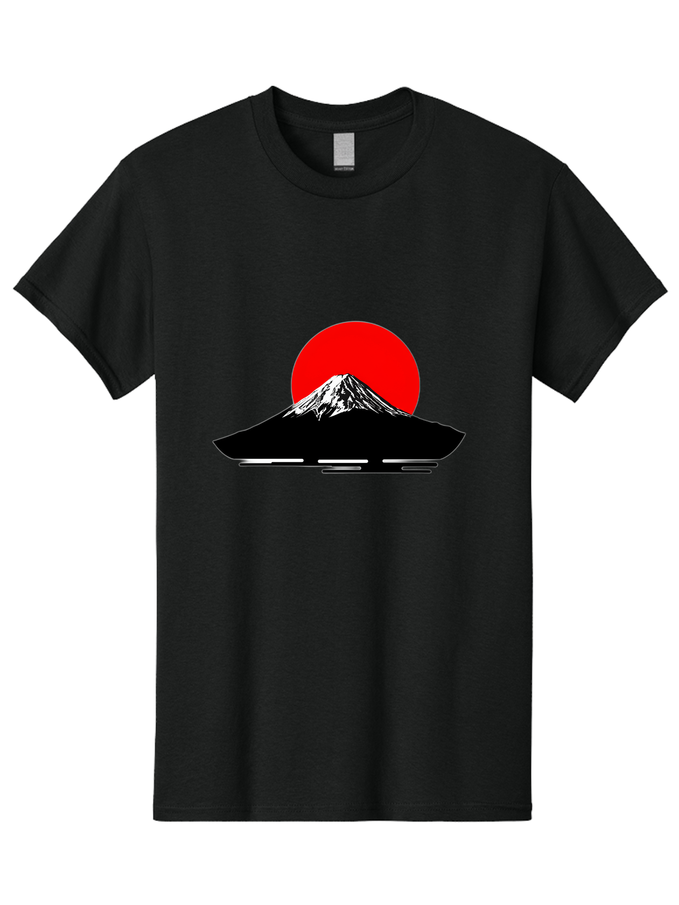 Mount-Fuji Men'S Graphic Tee, 100% Cotton, Comfortable Casual Summer Wear, Machine Washable, Mount Fuji Landscape, Red Sun, Minimalist Design, Iconic Mountain, Japanese Scenery, Striking Silhouette, Simple Shapes, Bold Colors Bad978