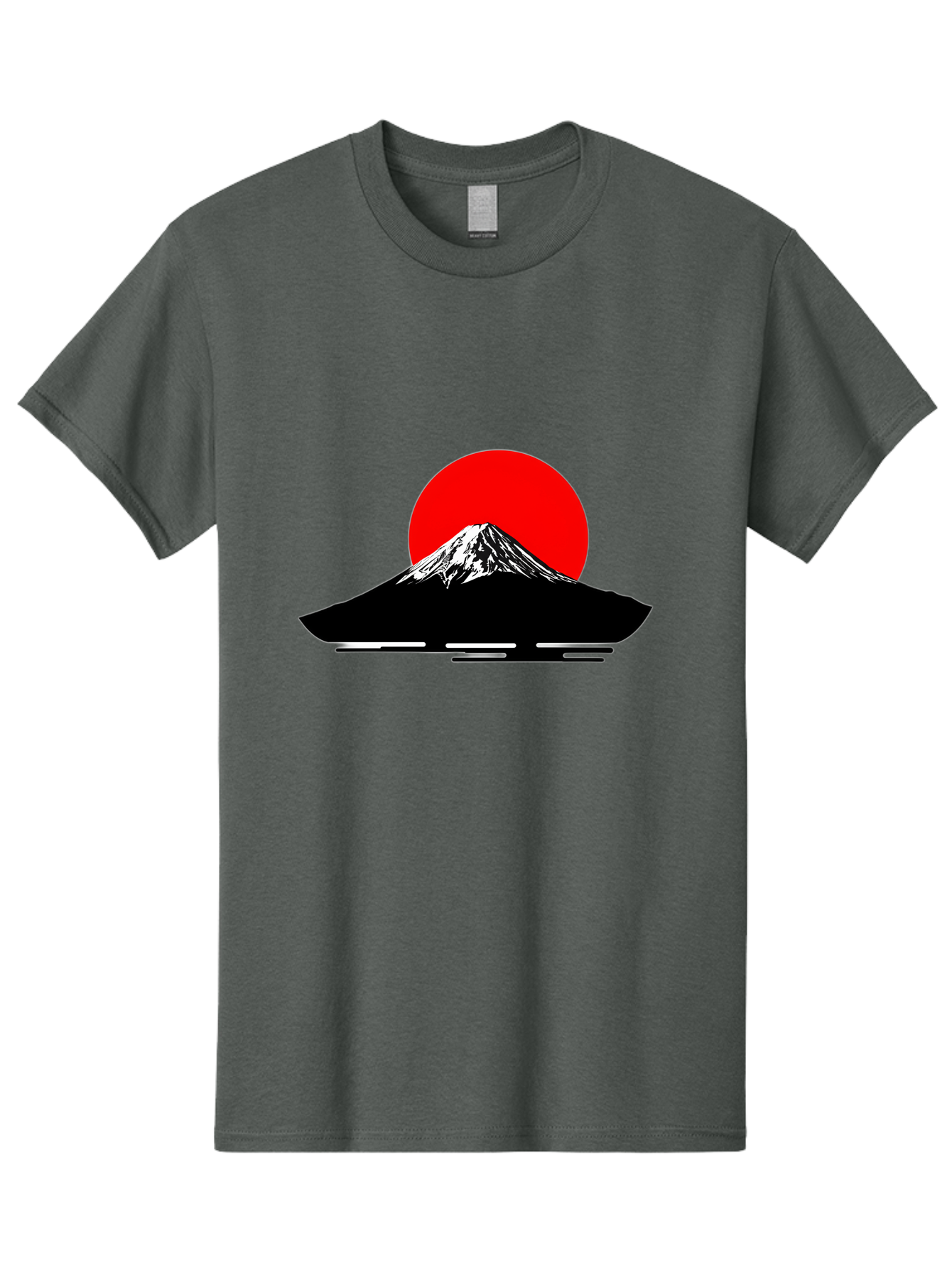 Mount-Fuji Men'S Graphic Tee, 100% Cotton, Comfortable Casual Summer Wear, Machine Washable, Mount Fuji Landscape, Red Sun, Minimalist Design, Iconic Mountain, Japanese Scenery, Striking Silhouette, Simple Shapes, Bold Colors Bad978