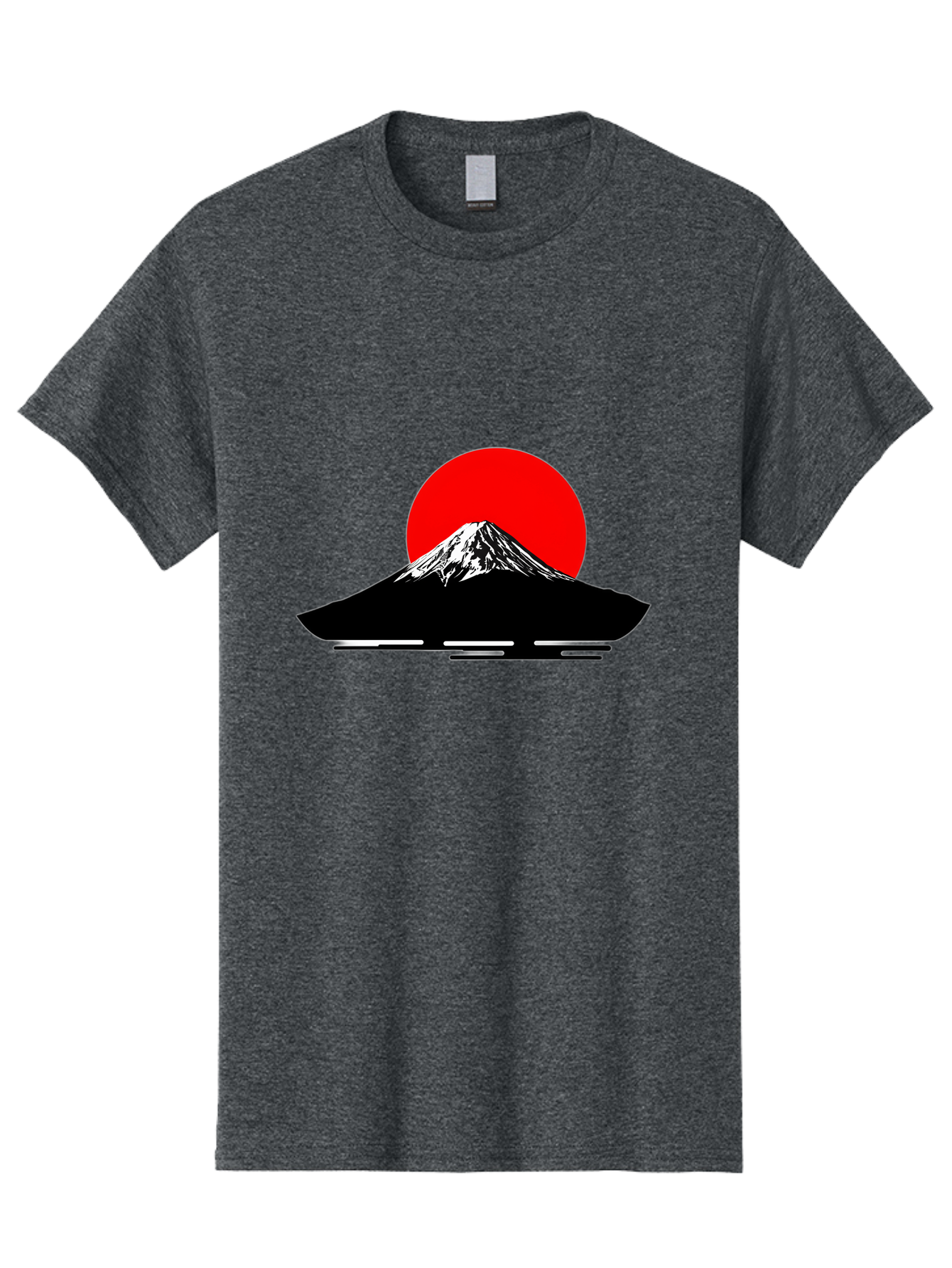Mount-Fuji Men'S Graphic Tee, 100% Cotton, Comfortable Casual Summer Wear, Machine Washable, Mount Fuji Landscape, Red Sun, Minimalist Design, Iconic Mountain, Japanese Scenery, Striking Silhouette, Simple Shapes, Bold Colors Bad978