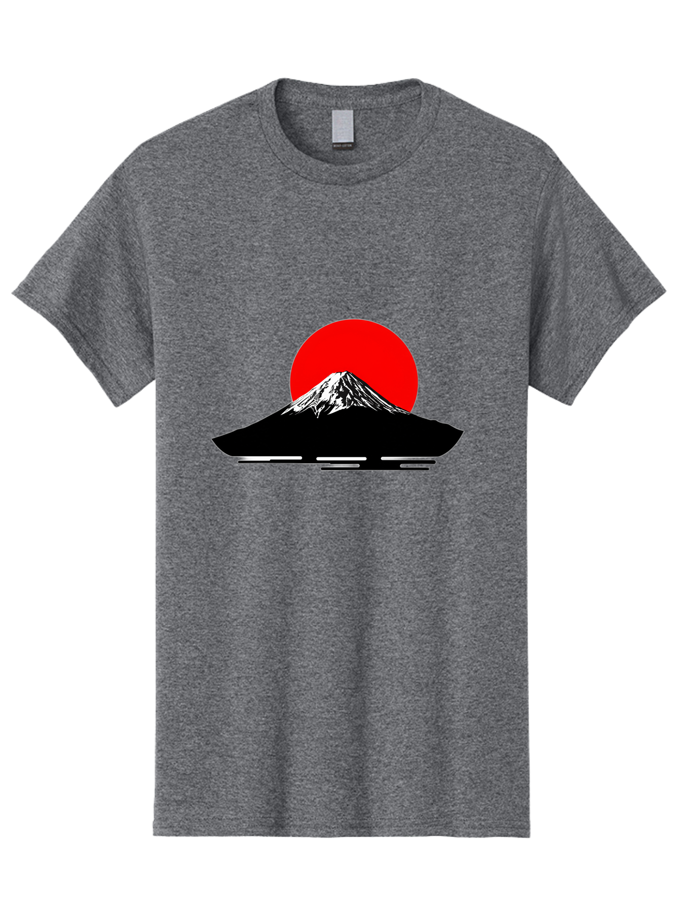 Mount-Fuji Men'S Graphic Tee, 100% Cotton, Comfortable Casual Summer Wear, Machine Washable, Mount Fuji Landscape, Red Sun, Minimalist Design, Iconic Mountain, Japanese Scenery, Striking Silhouette, Simple Shapes, Bold Colors Bad978