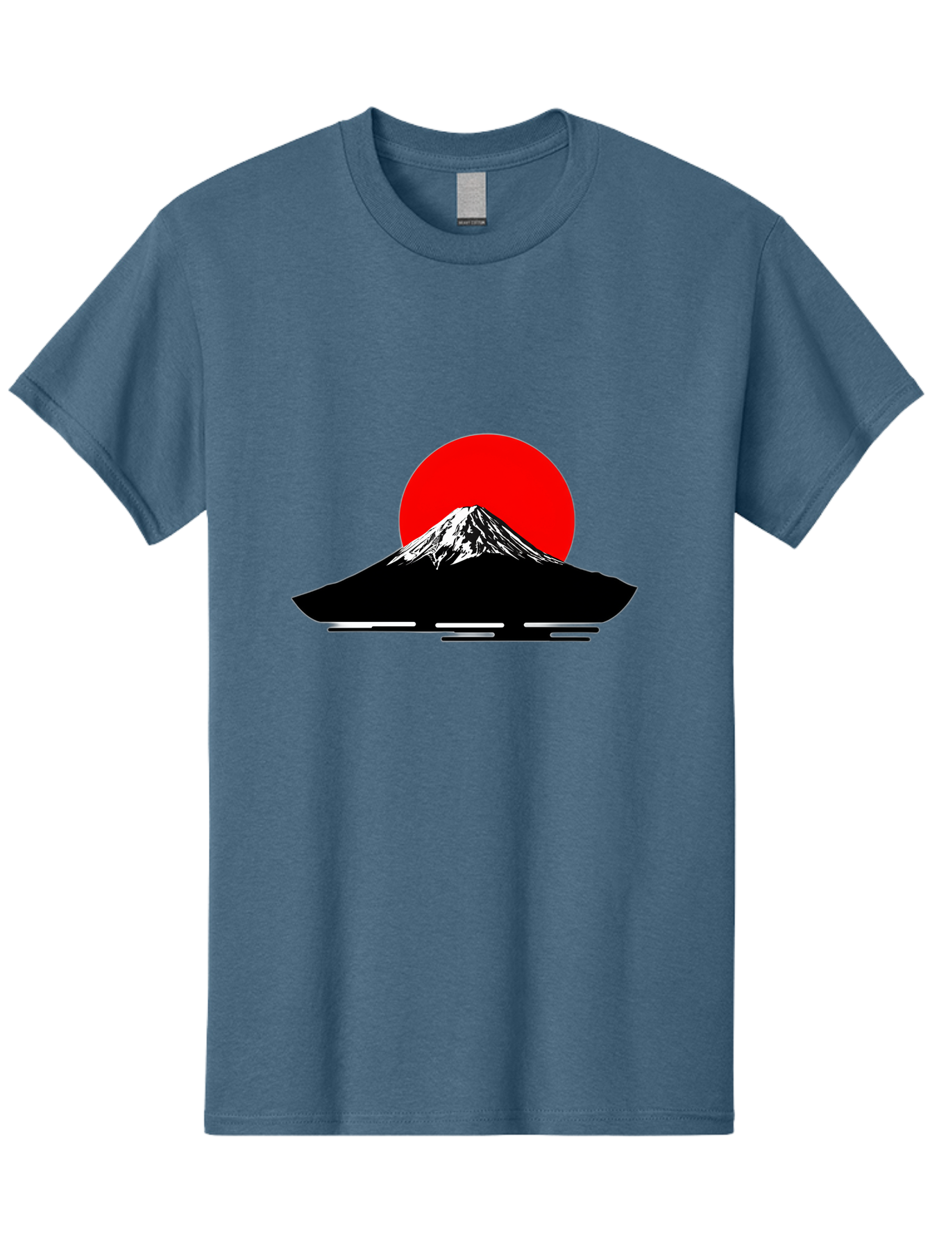 Mount-Fuji Men'S Graphic Tee, 100% Cotton, Comfortable Casual Summer Wear, Machine Washable, Mount Fuji Landscape, Red Sun, Minimalist Design, Iconic Mountain, Japanese Scenery, Striking Silhouette, Simple Shapes, Bold Colors Bad978