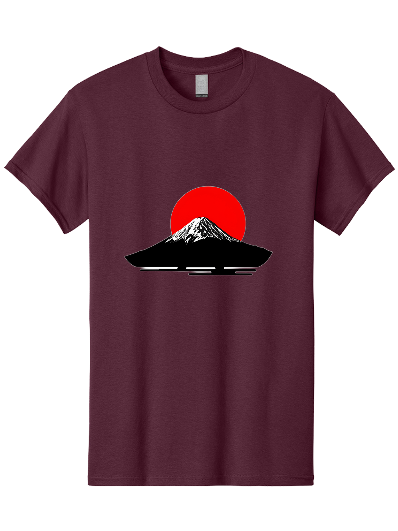 Mount-Fuji Men'S Graphic Tee, 100% Cotton, Comfortable Casual Summer Wear, Machine Washable, Mount Fuji Landscape, Red Sun, Minimalist Design, Iconic Mountain, Japanese Scenery, Striking Silhouette, Simple Shapes, Bold Colors Bad978