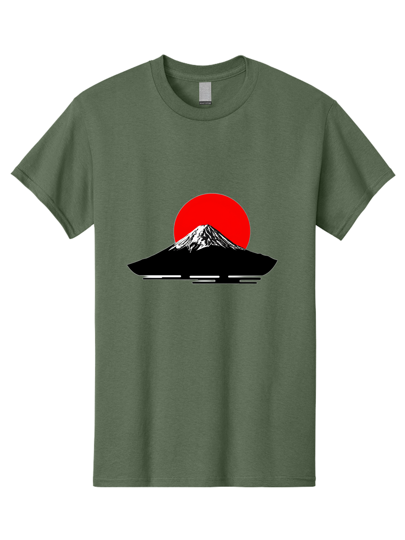 Mount-Fuji Men'S Graphic Tee, 100% Cotton, Comfortable Casual Summer Wear, Machine Washable, Mount Fuji Landscape, Red Sun, Minimalist Design, Iconic Mountain, Japanese Scenery, Striking Silhouette, Simple Shapes, Bold Colors Bad978