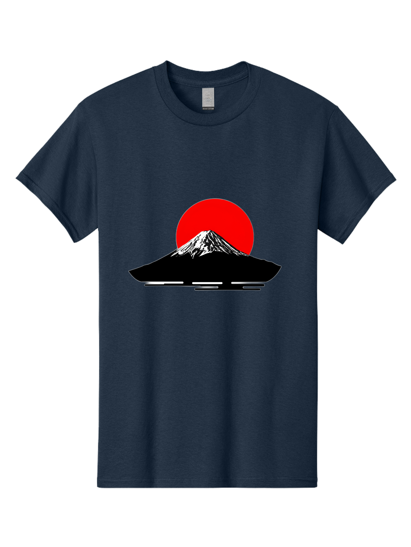Mount-Fuji Men'S Graphic Tee, 100% Cotton, Comfortable Casual Summer Wear, Machine Washable, Mount Fuji Landscape, Red Sun, Minimalist Design, Iconic Mountain, Japanese Scenery, Striking Silhouette, Simple Shapes, Bold Colors Bad978