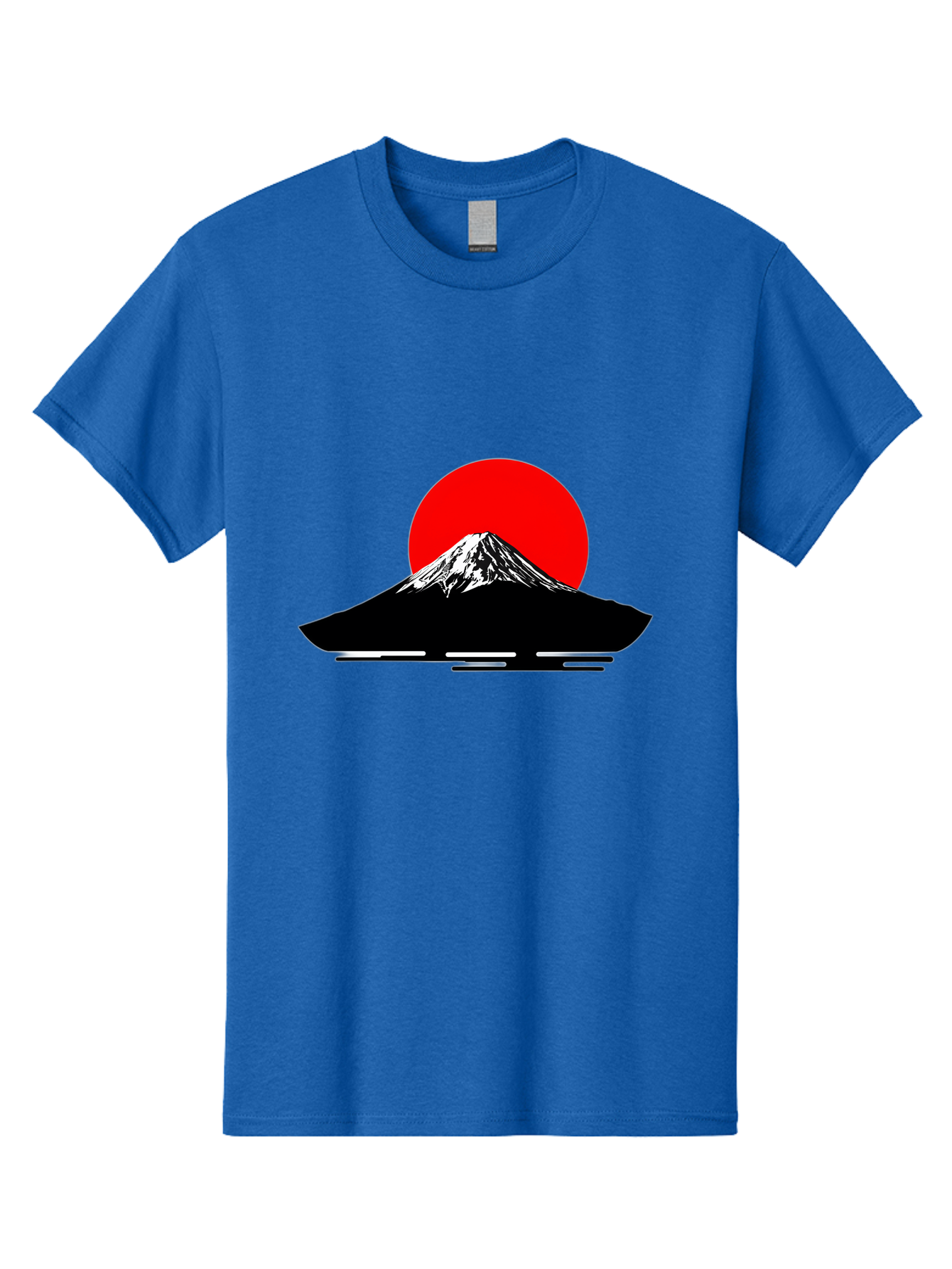 Mount-Fuji Men'S Graphic Tee, 100% Cotton, Comfortable Casual Summer Wear, Machine Washable, Mount Fuji Landscape, Red Sun, Minimalist Design, Iconic Mountain, Japanese Scenery, Striking Silhouette, Simple Shapes, Bold Colors Bad978