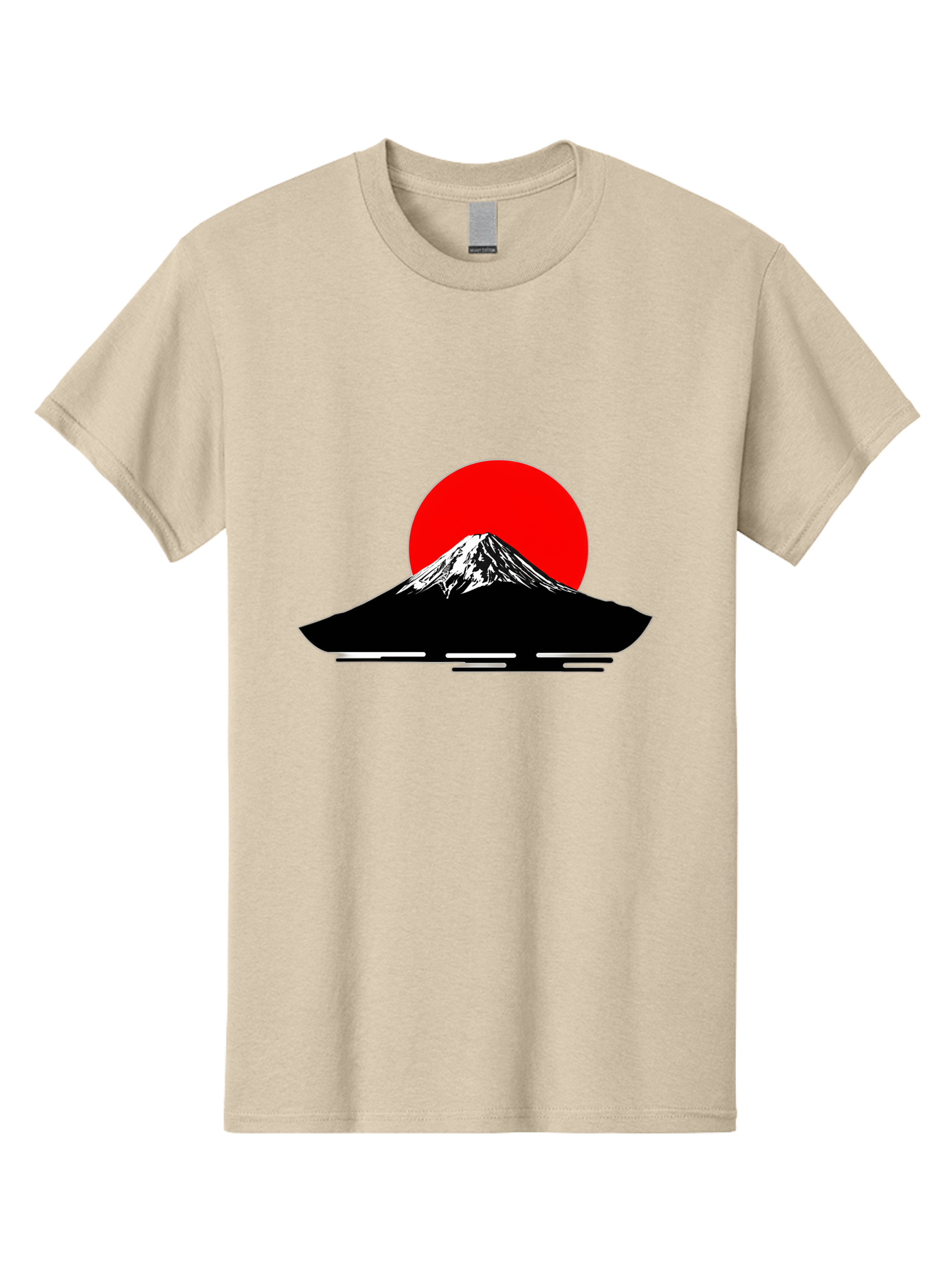 Mount-Fuji Men'S Graphic Tee, 100% Cotton, Comfortable Casual Summer Wear, Machine Washable, Mount Fuji Landscape, Red Sun, Minimalist Design, Iconic Mountain, Japanese Scenery, Striking Silhouette, Simple Shapes, Bold Colors Bad978
