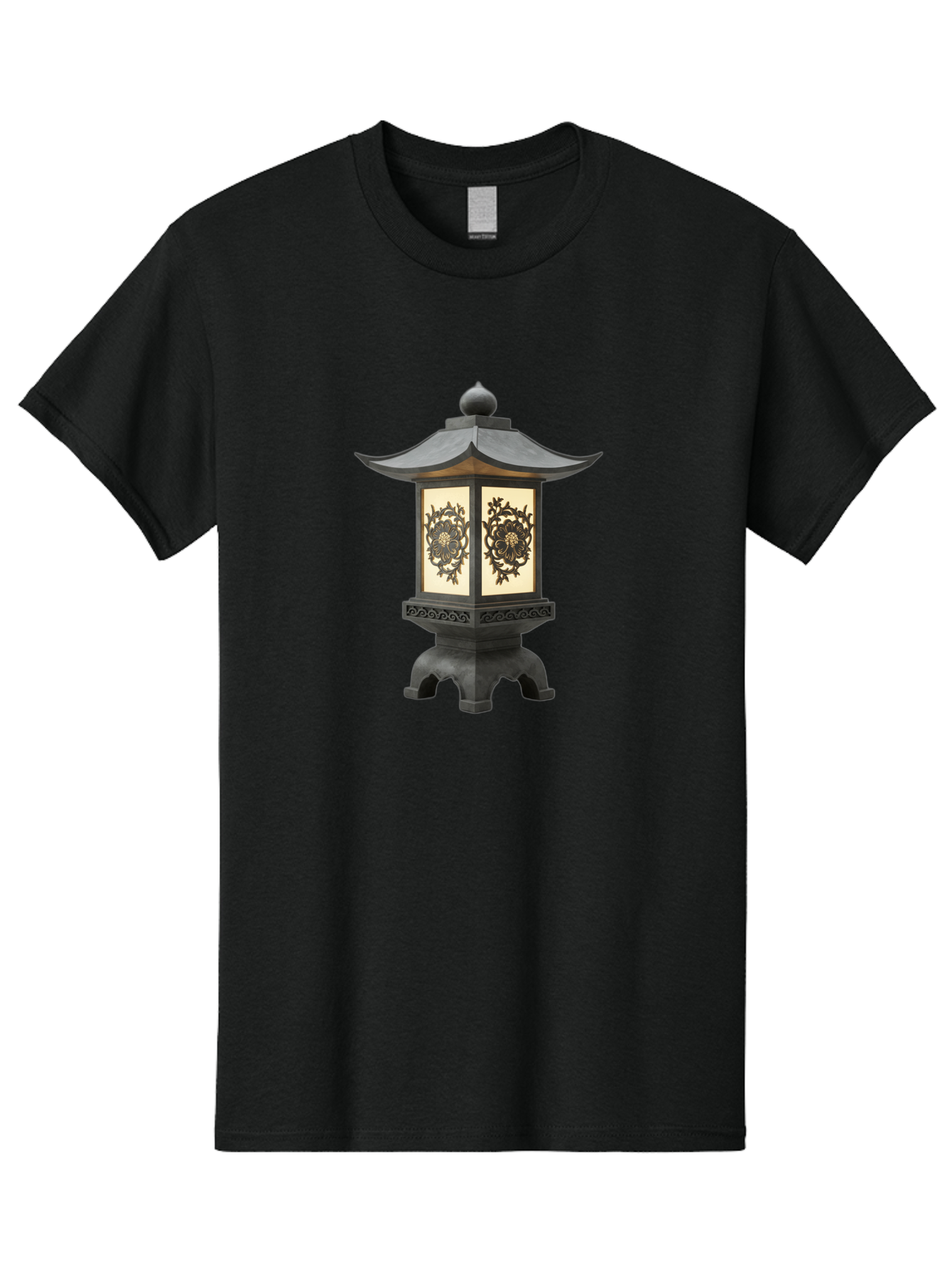Pagoda-Lantern Men'S Graphic Tee, 100% Cotton, Comfortable Casual Summer Wear, Machine Washable, Outdoor Lantern, Asian-Inspired Decor, Decorative Metalwork, Intricate Designs, Traditional Pagoda-Style Roof, Ambient Lighting, Garden Decor, Bad981