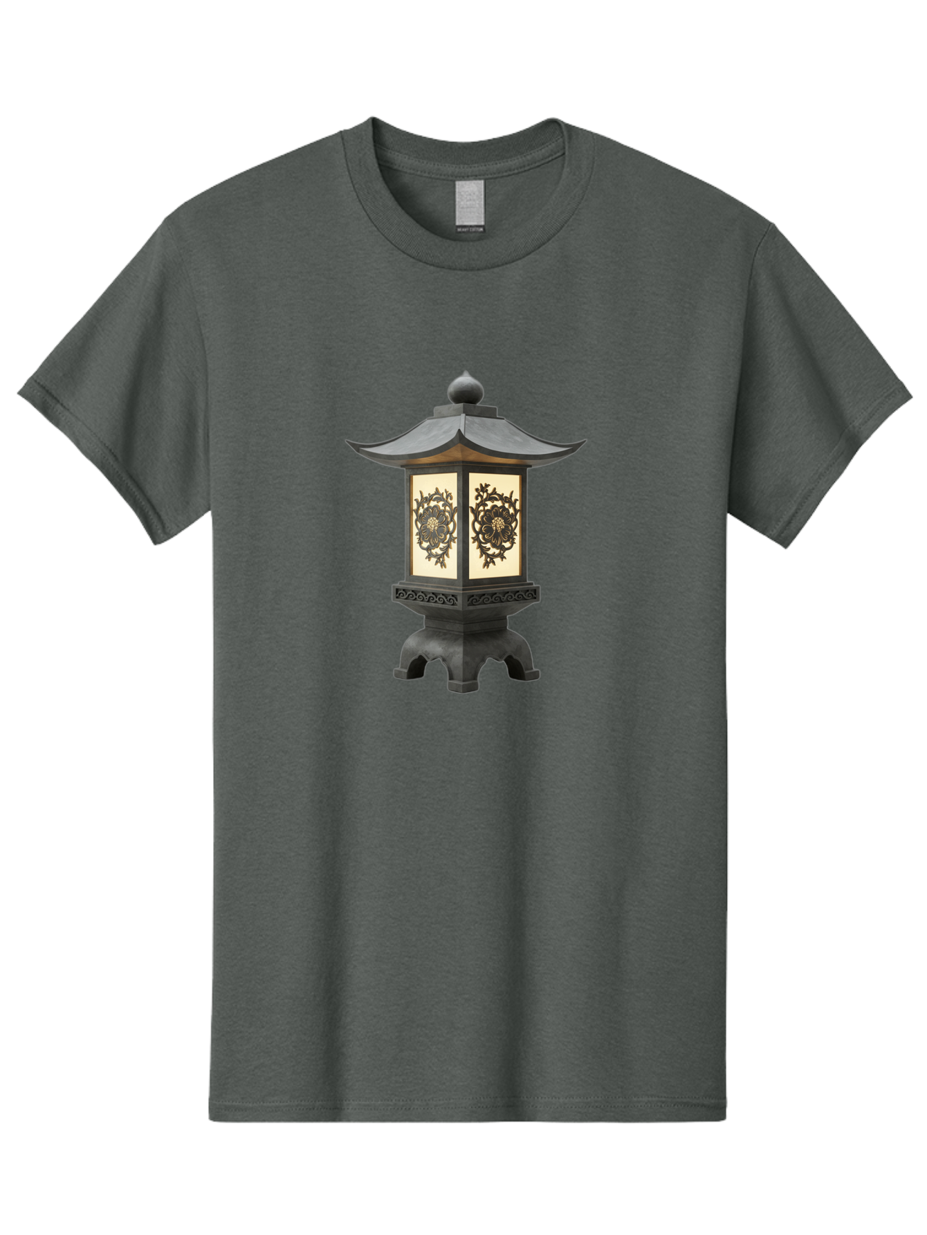 Pagoda-Lantern Men'S Graphic Tee, 100% Cotton, Comfortable Casual Summer Wear, Machine Washable, Outdoor Lantern, Asian-Inspired Decor, Decorative Metalwork, Intricate Designs, Traditional Pagoda-Style Roof, Ambient Lighting, Garden Decor, Bad981