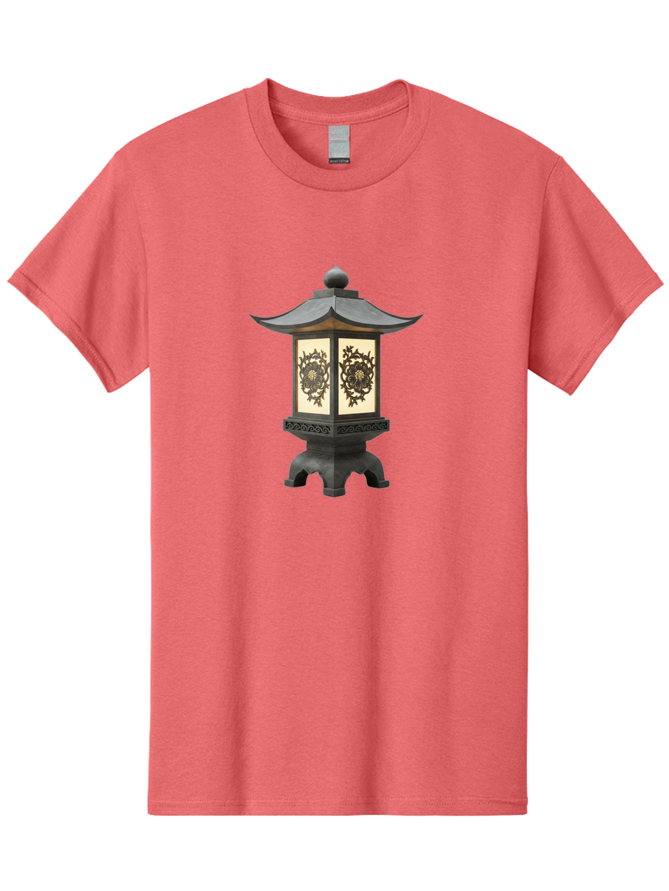 Pagoda-Lantern Men'S Graphic Tee, 100% Cotton, Comfortable Casual Summer Wear, Machine Washable, Outdoor Lantern, Asian-Inspired Decor, Decorative Metalwork, Intricate Designs, Traditional Pagoda-Style Roof, Ambient Lighting, Garden Decor, Bad981