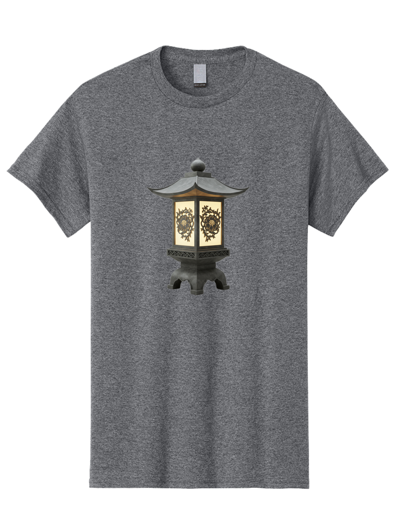 Pagoda-Lantern Men'S Graphic Tee, 100% Cotton, Comfortable Casual Summer Wear, Machine Washable, Outdoor Lantern, Asian-Inspired Decor, Decorative Metalwork, Intricate Designs, Traditional Pagoda-Style Roof, Ambient Lighting, Garden Decor, Bad981