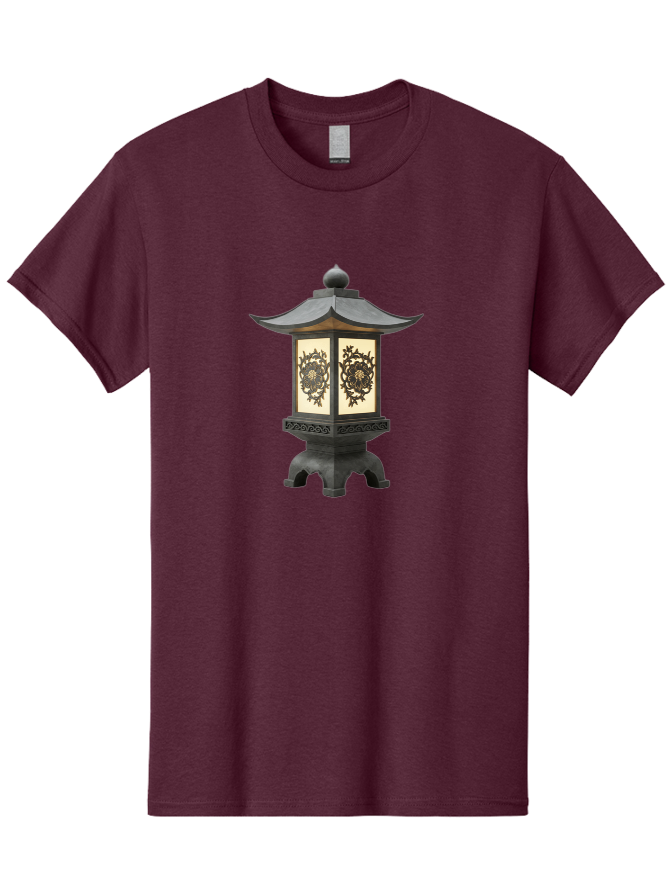 Pagoda-Lantern Men'S Graphic Tee, 100% Cotton, Comfortable Casual Summer Wear, Machine Washable, Outdoor Lantern, Asian-Inspired Decor, Decorative Metalwork, Intricate Designs, Traditional Pagoda-Style Roof, Ambient Lighting, Garden Decor, Bad981