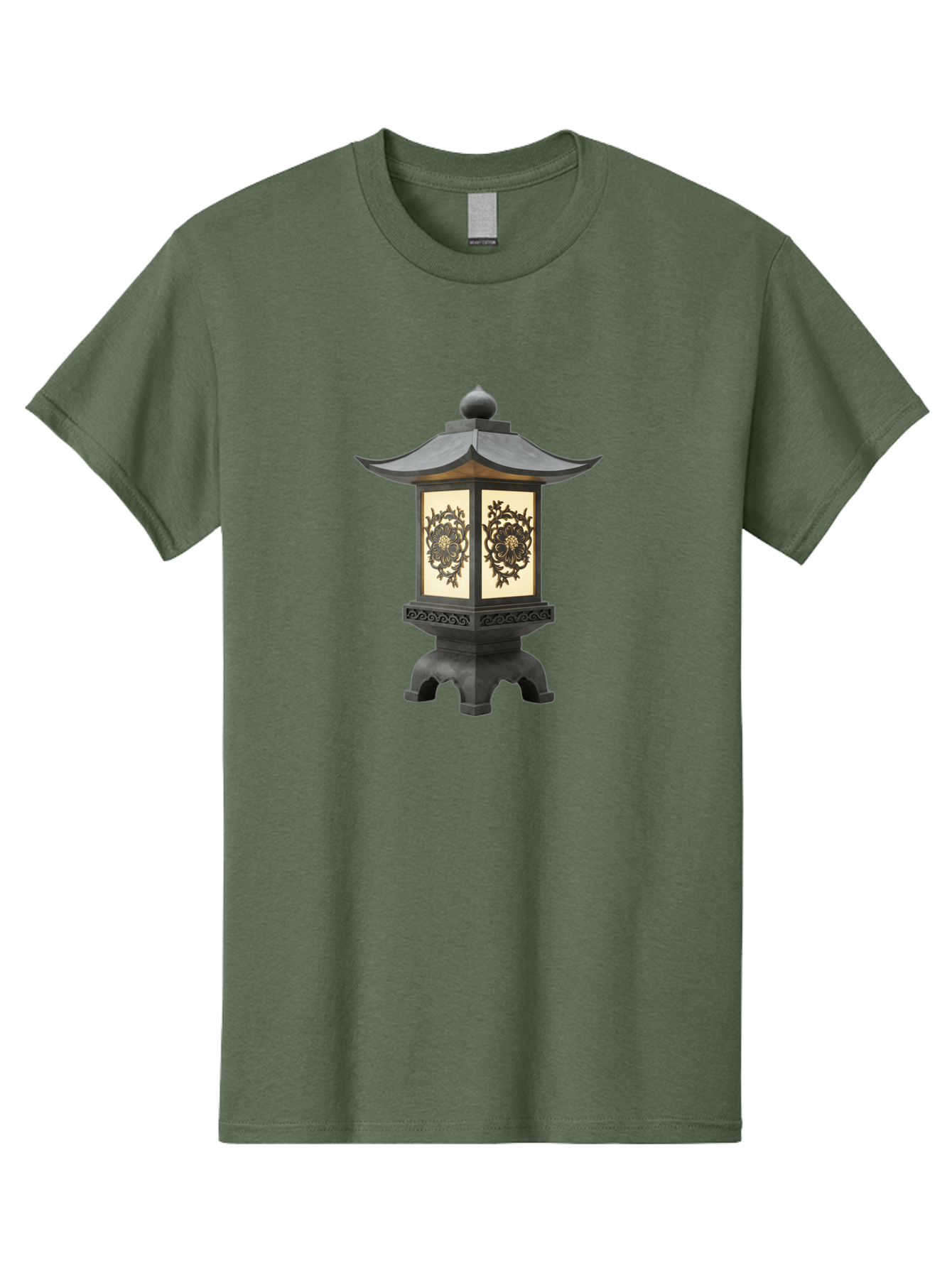 Pagoda-Lantern Men'S Graphic Tee, 100% Cotton, Comfortable Casual Summer Wear, Machine Washable, Outdoor Lantern, Asian-Inspired Decor, Decorative Metalwork, Intricate Designs, Traditional Pagoda-Style Roof, Ambient Lighting, Garden Decor, Bad981