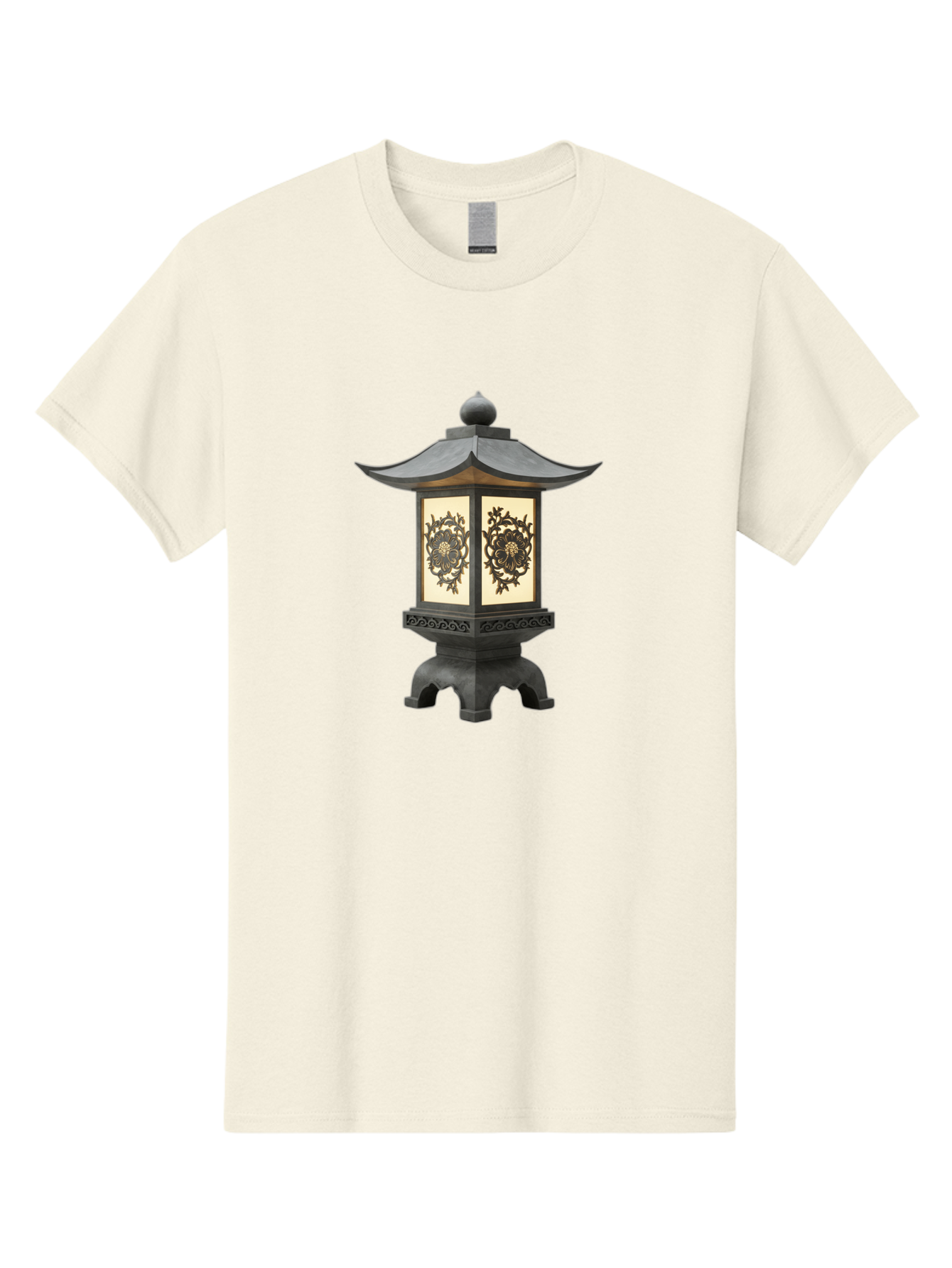 Pagoda-Lantern Men'S Graphic Tee, 100% Cotton, Comfortable Casual Summer Wear, Machine Washable, Outdoor Lantern, Asian-Inspired Decor, Decorative Metalwork, Intricate Designs, Traditional Pagoda-Style Roof, Ambient Lighting, Garden Decor, Bad981