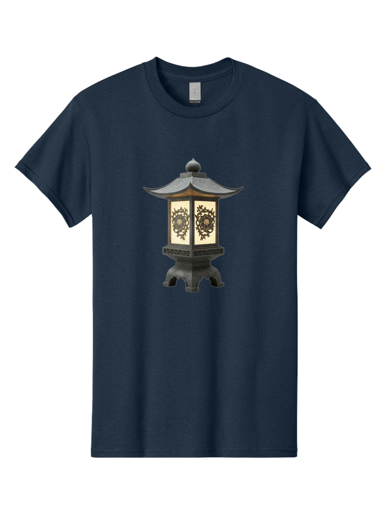 Pagoda-Lantern Men'S Graphic Tee, 100% Cotton, Comfortable Casual Summer Wear, Machine Washable, Outdoor Lantern, Asian-Inspired Decor, Decorative Metalwork, Intricate Designs, Traditional Pagoda-Style Roof, Ambient Lighting, Garden Decor, Bad981