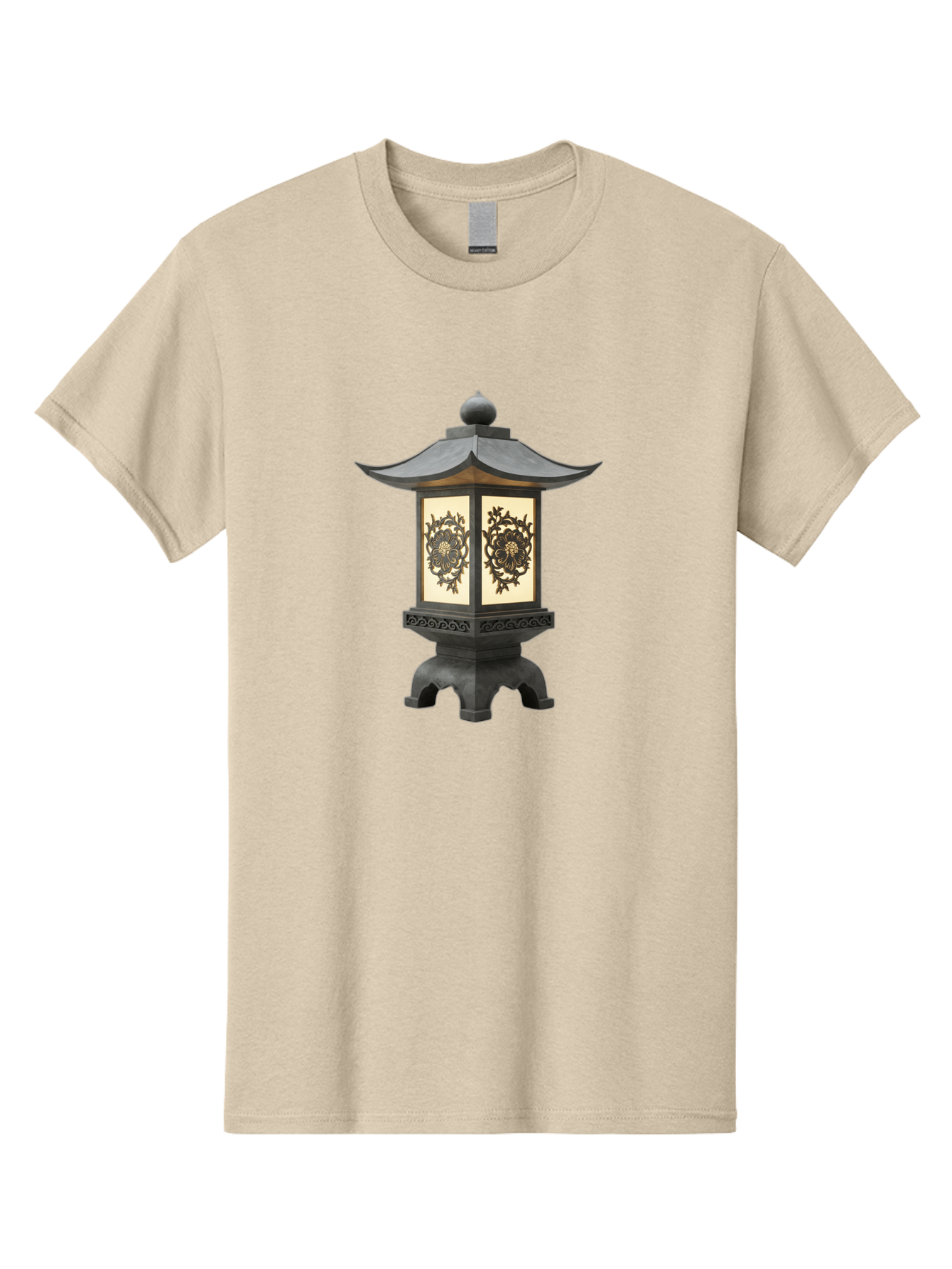 Pagoda-Lantern Men'S Graphic Tee, 100% Cotton, Comfortable Casual Summer Wear, Machine Washable, Outdoor Lantern, Asian-Inspired Decor, Decorative Metalwork, Intricate Designs, Traditional Pagoda-Style Roof, Ambient Lighting, Garden Decor, Bad981