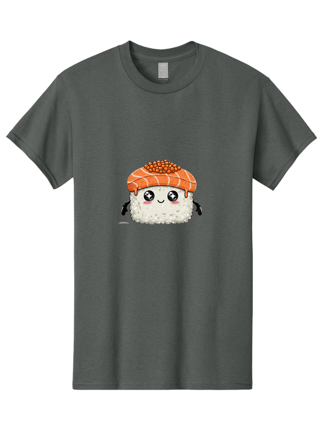 Salmon-Sushi-1 Men'S Graphic Tee, 100% Cotton, Comfortable Casual Summer Wear, Machine Washable, Cartoon Sushi, Sushi Character, Salmon Roe Sushi, Cute Food, Anime Style, Kawaii Food, Sushi Art, Japanese Cuisine, Sushi Illustration, Foodie Art Bad983