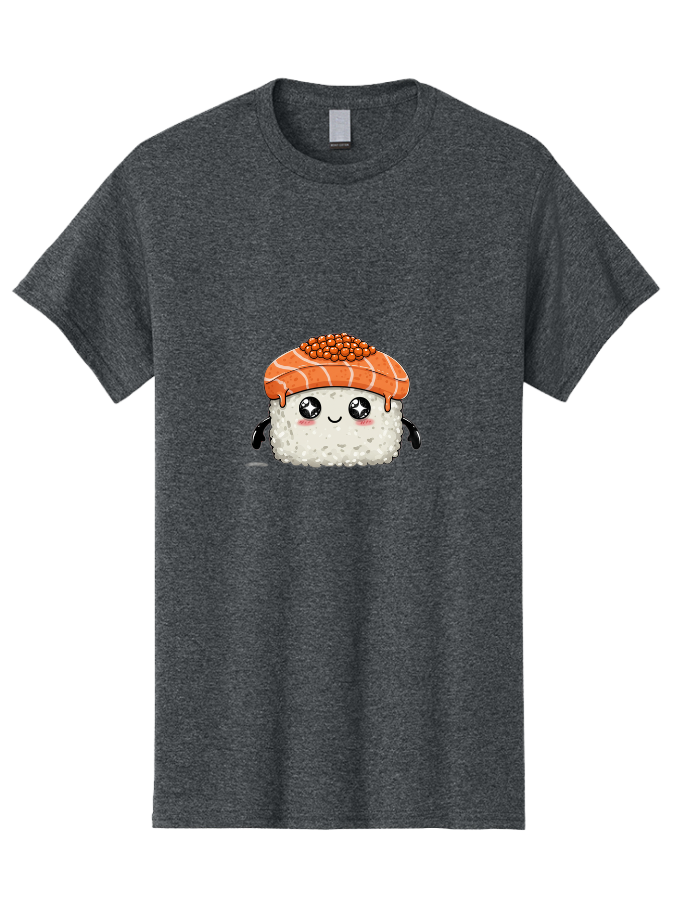 Salmon-Sushi-1 Men'S Graphic Tee, 100% Cotton, Comfortable Casual Summer Wear, Machine Washable, Cartoon Sushi, Sushi Character, Salmon Roe Sushi, Cute Food, Anime Style, Kawaii Food, Sushi Art, Japanese Cuisine, Sushi Illustration, Foodie Art Bad983