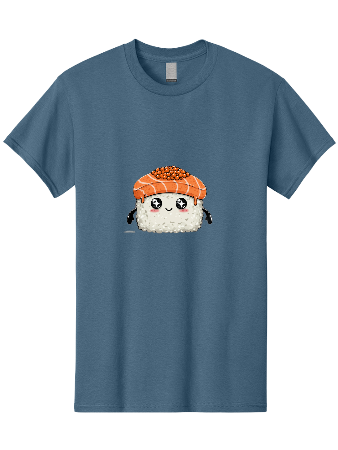 Salmon-Sushi-1 Men'S Graphic Tee, 100% Cotton, Comfortable Casual Summer Wear, Machine Washable, Cartoon Sushi, Sushi Character, Salmon Roe Sushi, Cute Food, Anime Style, Kawaii Food, Sushi Art, Japanese Cuisine, Sushi Illustration, Foodie Art Bad983