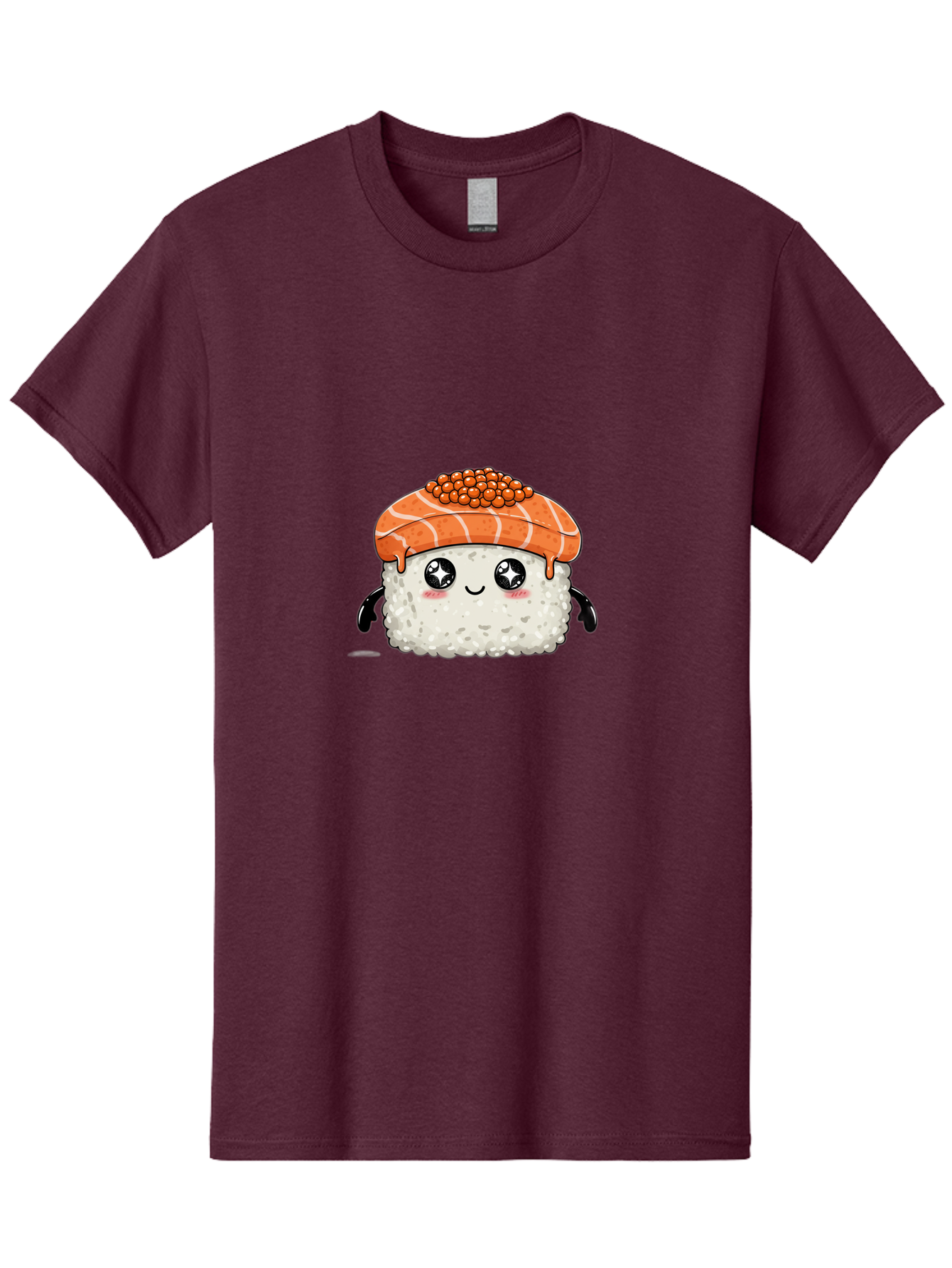 Salmon-Sushi-1 Men'S Graphic Tee, 100% Cotton, Comfortable Casual Summer Wear, Machine Washable, Cartoon Sushi, Sushi Character, Salmon Roe Sushi, Cute Food, Anime Style, Kawaii Food, Sushi Art, Japanese Cuisine, Sushi Illustration, Foodie Art Bad983