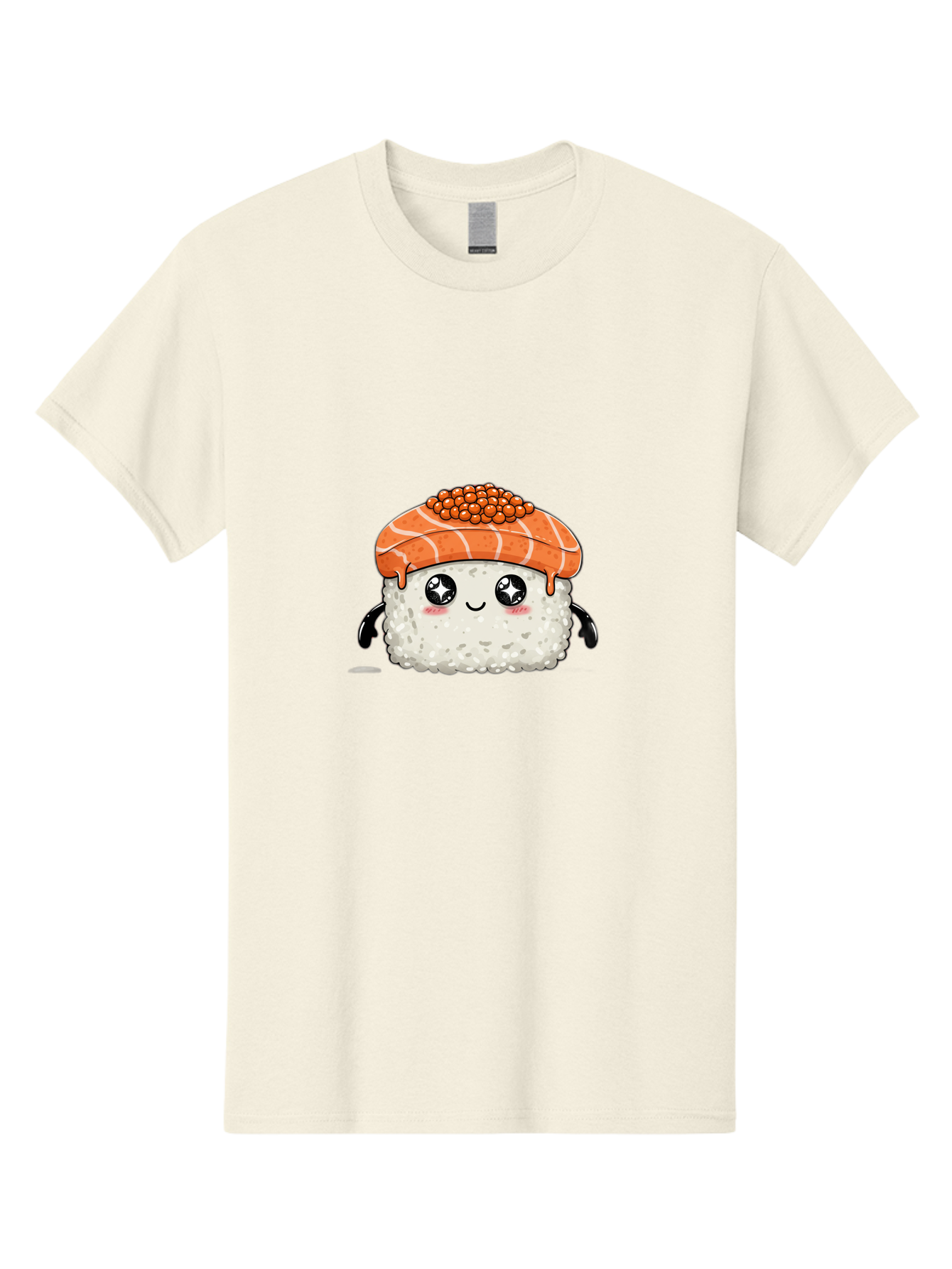 Salmon-Sushi-1 Men'S Graphic Tee, 100% Cotton, Comfortable Casual Summer Wear, Machine Washable, Cartoon Sushi, Sushi Character, Salmon Roe Sushi, Cute Food, Anime Style, Kawaii Food, Sushi Art, Japanese Cuisine, Sushi Illustration, Foodie Art Bad983