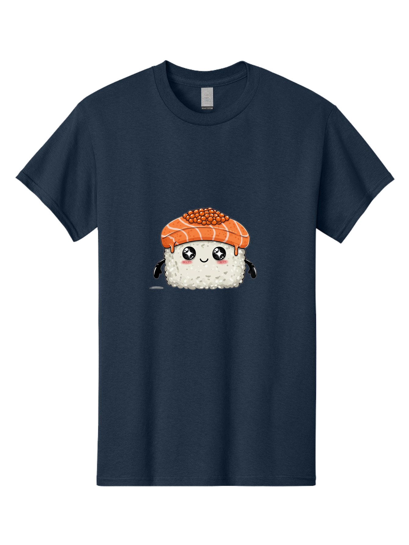 Salmon-Sushi-1 Men'S Graphic Tee, 100% Cotton, Comfortable Casual Summer Wear, Machine Washable, Cartoon Sushi, Sushi Character, Salmon Roe Sushi, Cute Food, Anime Style, Kawaii Food, Sushi Art, Japanese Cuisine, Sushi Illustration, Foodie Art Bad983