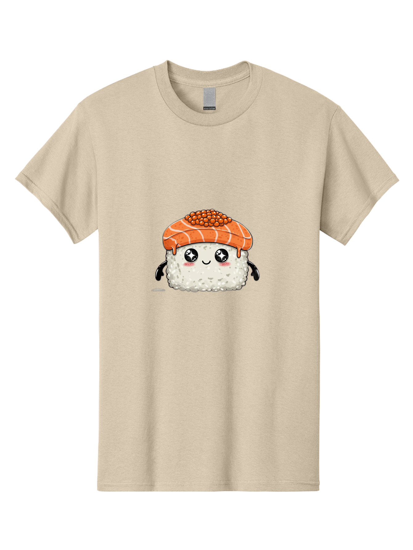 Salmon-Sushi-1 Men'S Graphic Tee, 100% Cotton, Comfortable Casual Summer Wear, Machine Washable, Cartoon Sushi, Sushi Character, Salmon Roe Sushi, Cute Food, Anime Style, Kawaii Food, Sushi Art, Japanese Cuisine, Sushi Illustration, Foodie Art Bad983