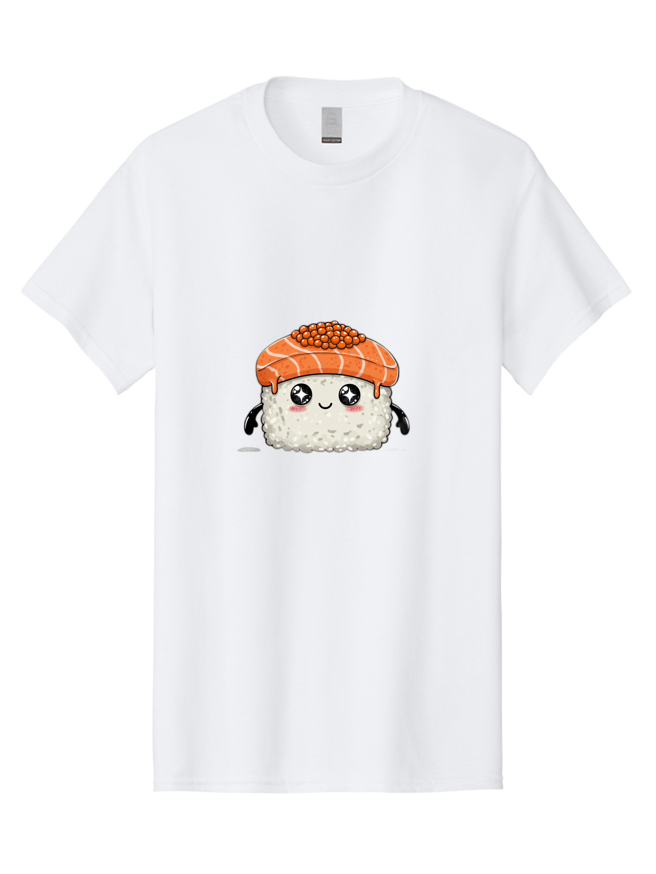Salmon-Sushi-1 Men'S Graphic Tee, 100% Cotton, Comfortable Casual Summer Wear, Machine Washable, Cartoon Sushi, Sushi Character, Salmon Roe Sushi, Cute Food, Anime Style, Kawaii Food, Sushi Art, Japanese Cuisine, Sushi Illustration, Foodie Art Bad983