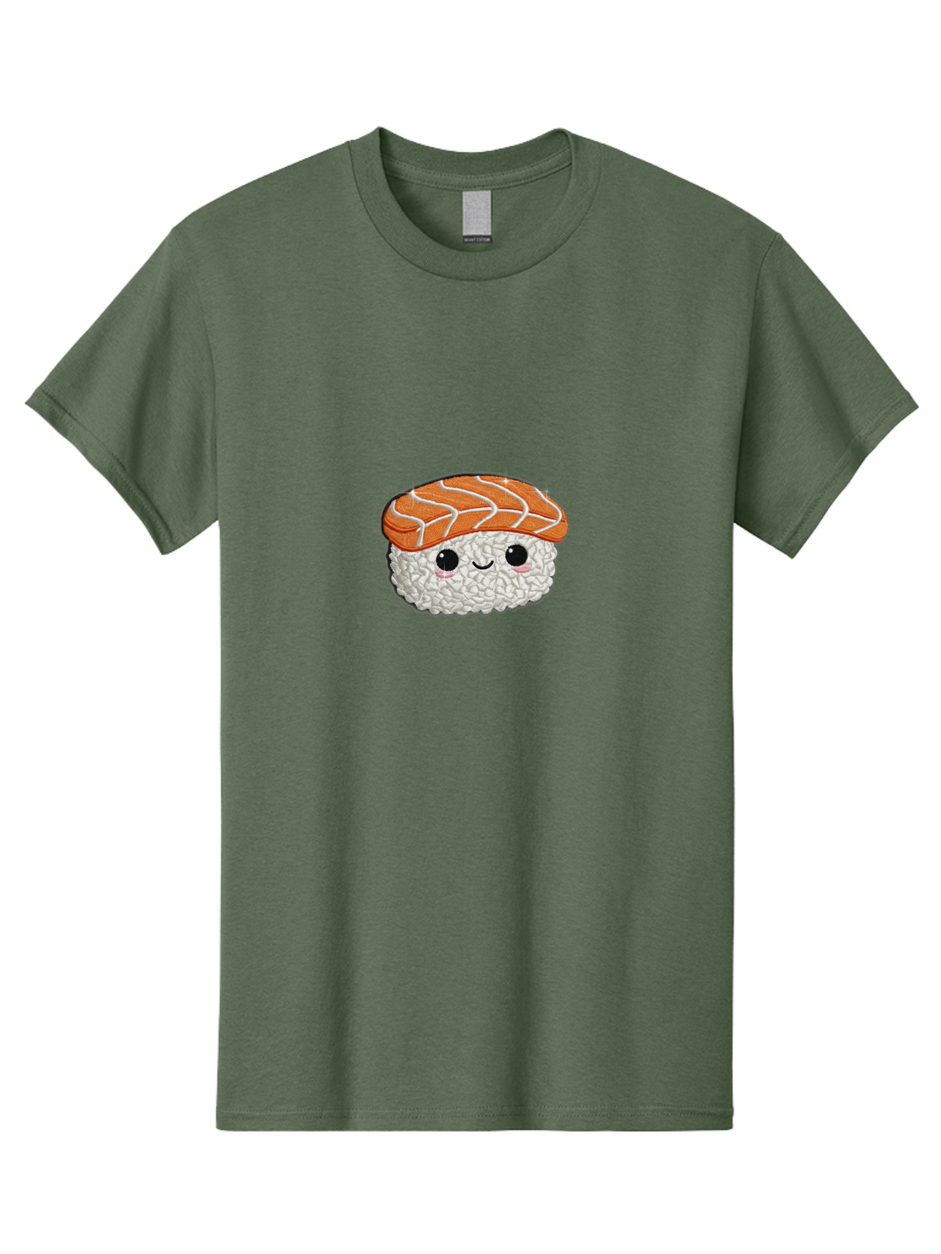 Salmon-Sushi-3 Men'S Graphic Tee, 100% Cotton, Comfortable Casual Summer Wear, Machine Washable, Cartoon Sushi, Kawaii Food, Japanese Cuisine, Salmon Sushi, Cute Emoji, Sushi Illustration, Adorable Character Bad985