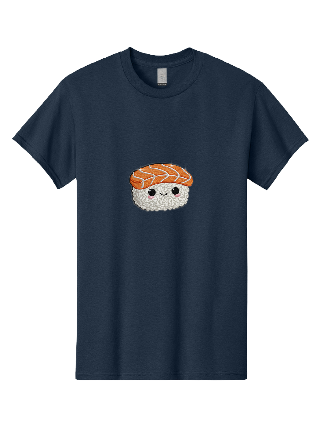 Salmon-Sushi-3 Men'S Graphic Tee, 100% Cotton, Comfortable Casual Summer Wear, Machine Washable, Cartoon Sushi, Kawaii Food, Japanese Cuisine, Salmon Sushi, Cute Emoji, Sushi Illustration, Adorable Character Bad985