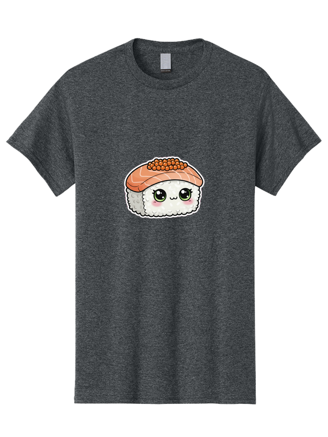 Salmon-Sushi-4 Men'S Graphic Tee, 100% Cotton, Comfortable Casual Summer Wear, Machine Washable, Kawaii Sushi, Cartoon Food, Caviar Sushi Roll, Japanese Cuisine, White Rice, Salmon Sashimi, Orange Caviar, Cute Illustration, Kawaii Food, Bad986
