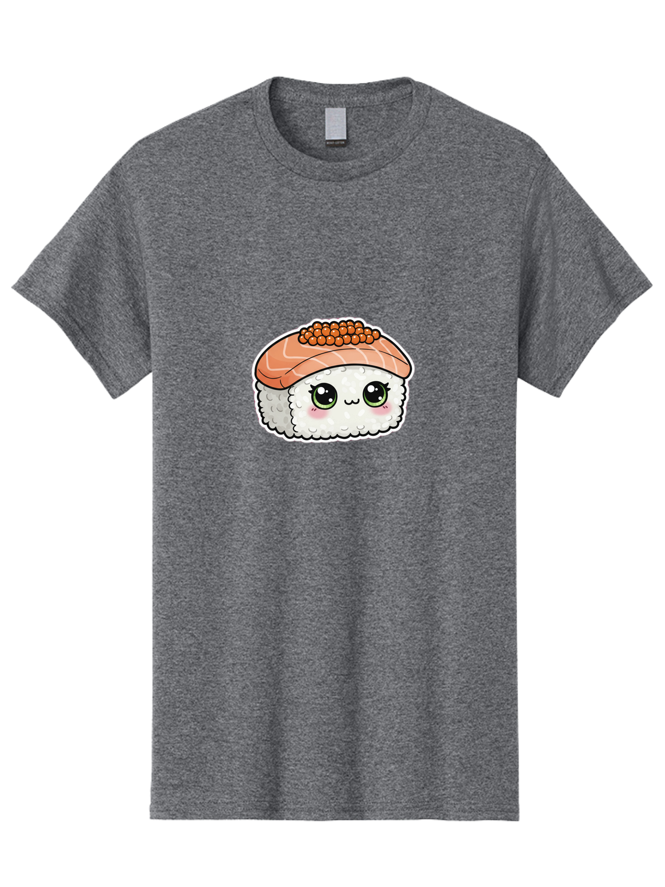 Salmon-Sushi-4 Men'S Graphic Tee, 100% Cotton, Comfortable Casual Summer Wear, Machine Washable, Kawaii Sushi, Cartoon Food, Caviar Sushi Roll, Japanese Cuisine, White Rice, Salmon Sashimi, Orange Caviar, Cute Illustration, Kawaii Food, Bad986