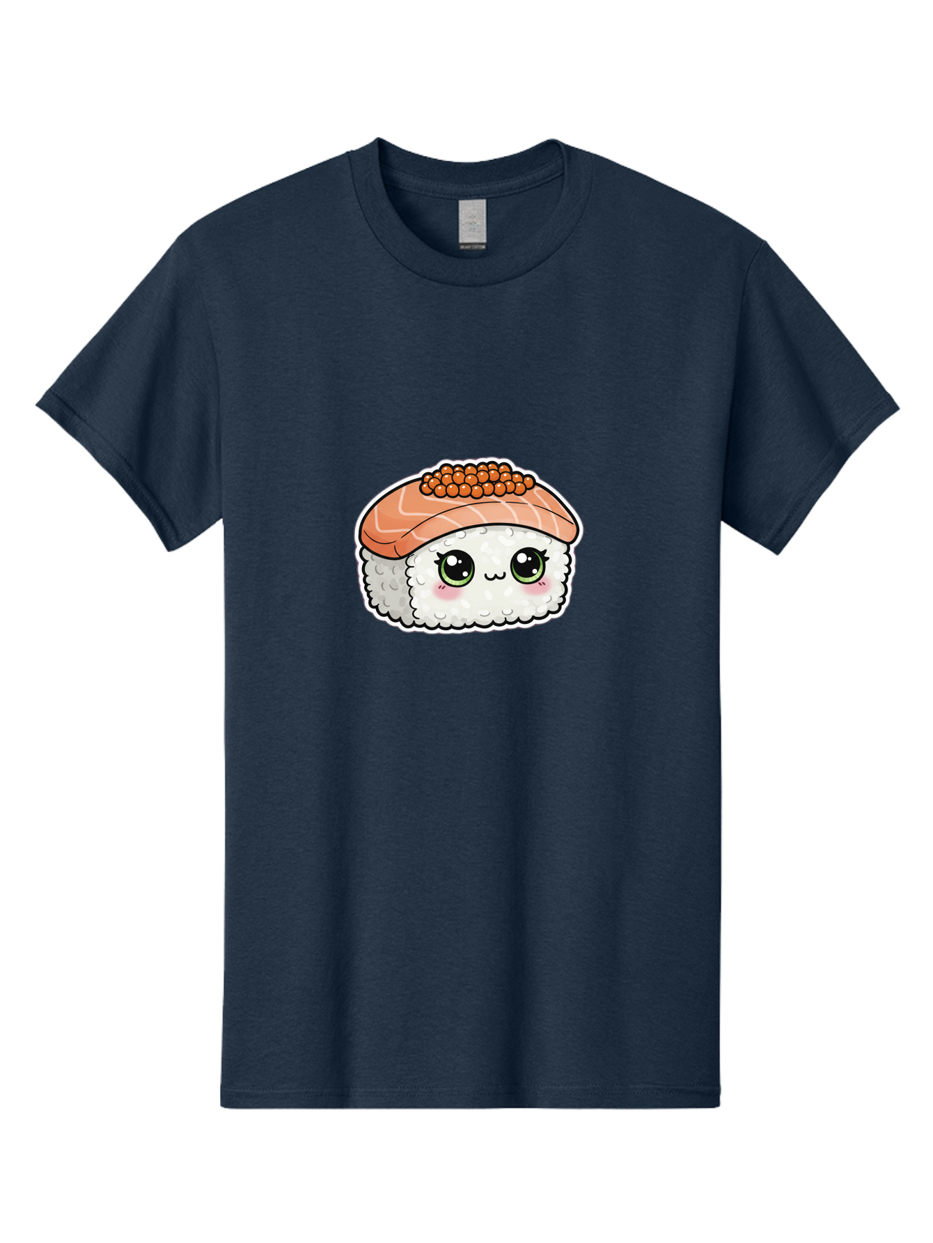 Salmon-Sushi-4 Men'S Graphic Tee, 100% Cotton, Comfortable Casual Summer Wear, Machine Washable, Kawaii Sushi, Cartoon Food, Caviar Sushi Roll, Japanese Cuisine, White Rice, Salmon Sashimi, Orange Caviar, Cute Illustration, Kawaii Food, Bad986