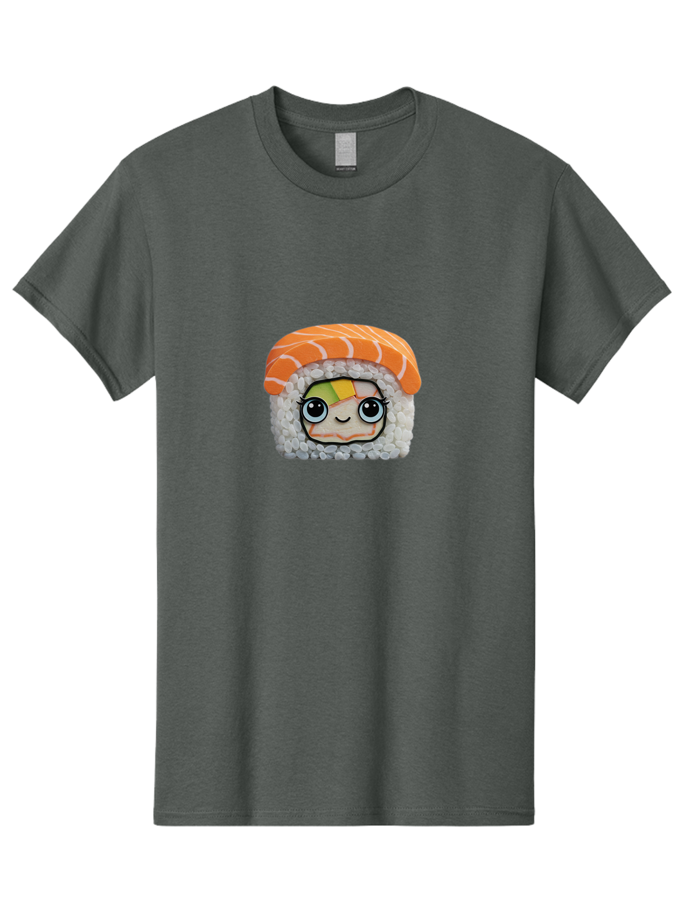 Salmon-Sushi-5 Men'S Graphic Tee, 100% Cotton, Comfortable Casual Summer Wear, Machine Washable, Cartoon Sushi, Kawaii Food, Sushi Character, Japanese Cuisine, Cute Anime, Food Illustration, Sushi Art, Orange Salmon Bad987
