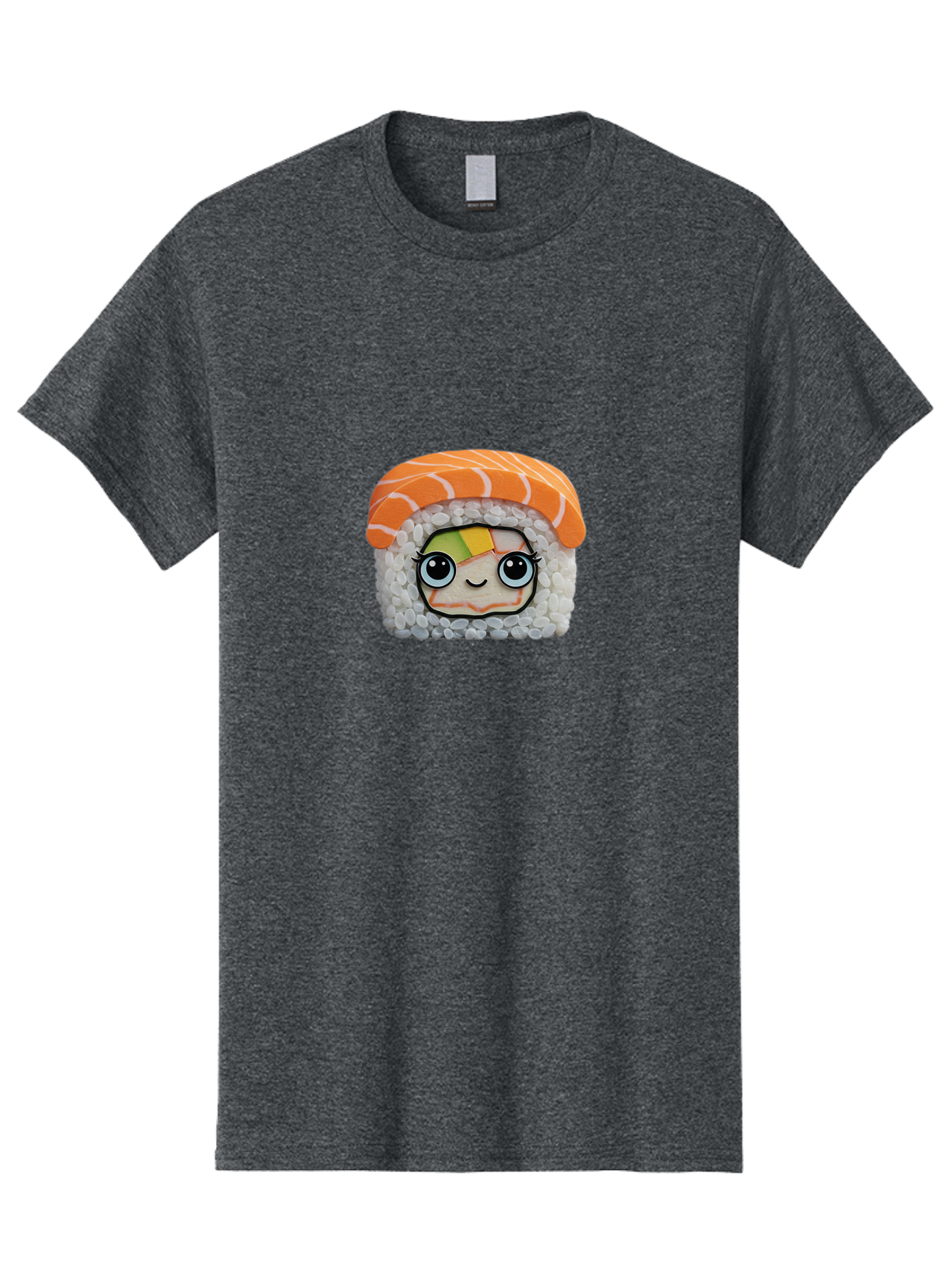 Salmon-Sushi-5 Men'S Graphic Tee, 100% Cotton, Comfortable Casual Summer Wear, Machine Washable, Cartoon Sushi, Kawaii Food, Sushi Character, Japanese Cuisine, Cute Anime, Food Illustration, Sushi Art, Orange Salmon Bad987