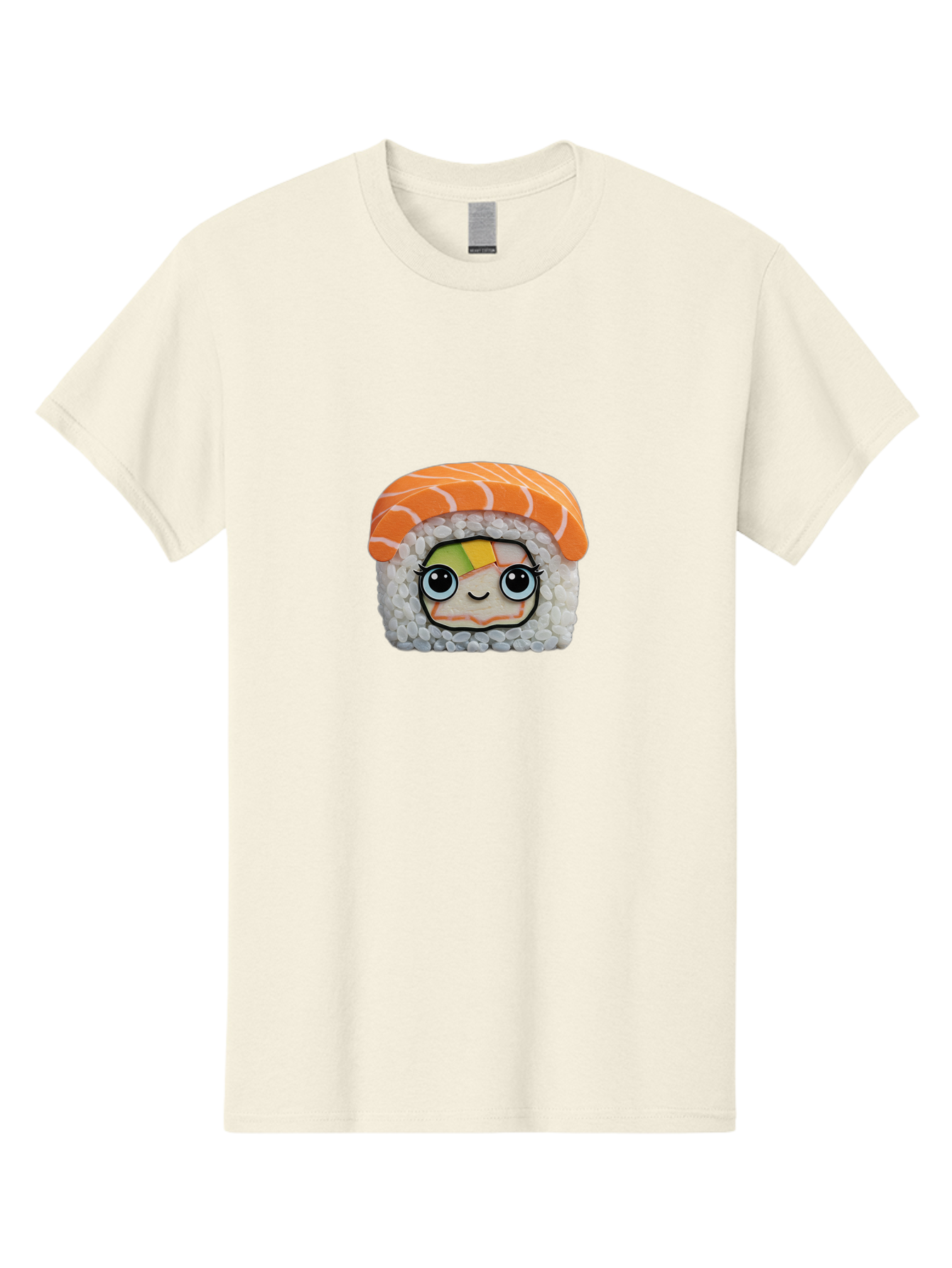 Salmon-Sushi-5 Men'S Graphic Tee, 100% Cotton, Comfortable Casual Summer Wear, Machine Washable, Cartoon Sushi, Kawaii Food, Sushi Character, Japanese Cuisine, Cute Anime, Food Illustration, Sushi Art, Orange Salmon Bad987