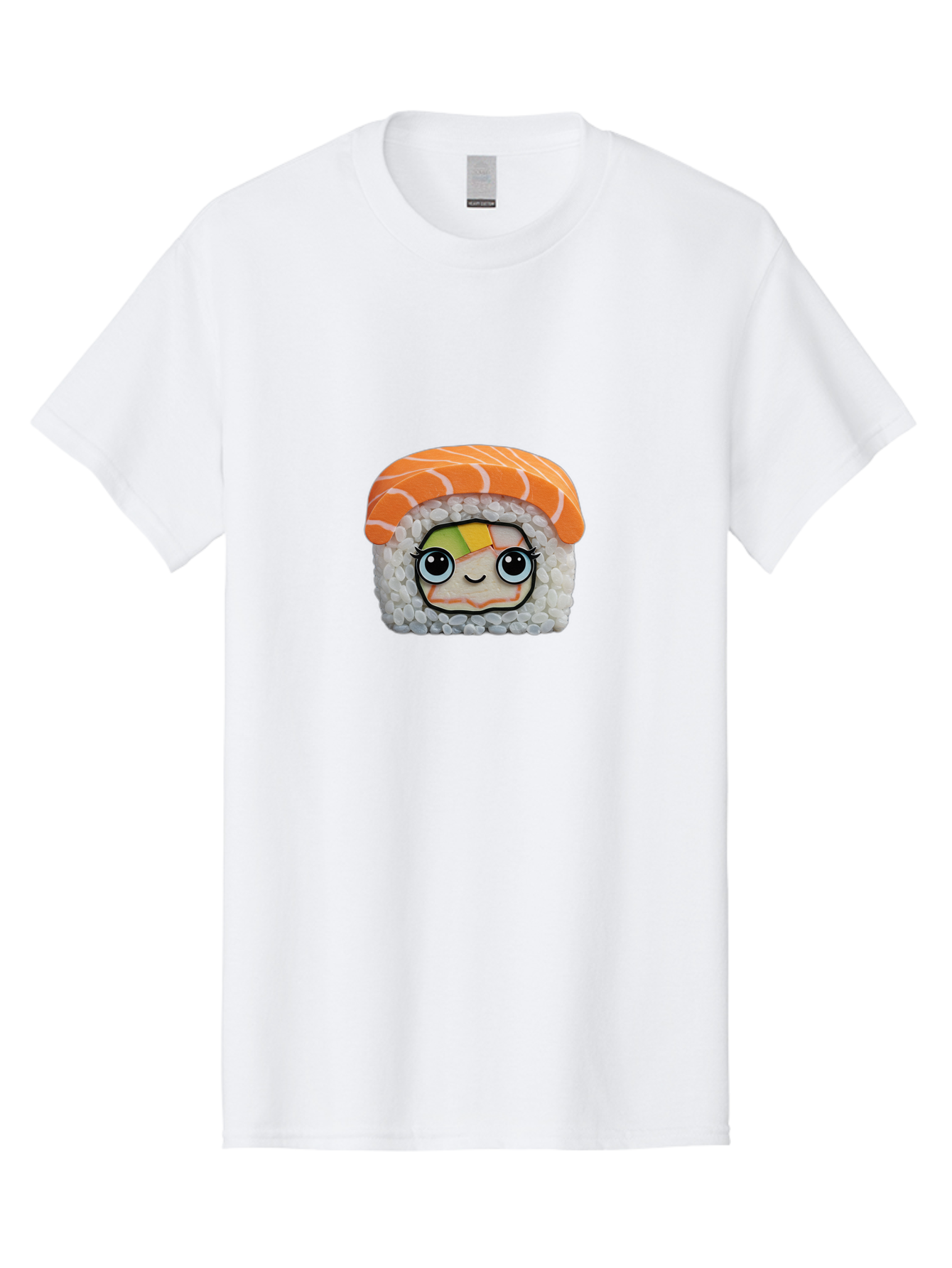 Salmon-Sushi-5 Men'S Graphic Tee, 100% Cotton, Comfortable Casual Summer Wear, Machine Washable, Cartoon Sushi, Kawaii Food, Sushi Character, Japanese Cuisine, Cute Anime, Food Illustration, Sushi Art, Orange Salmon Bad987