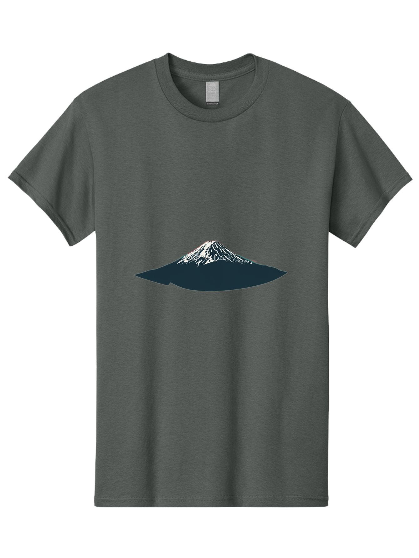 Snowcapped-Mountain Men'S Graphic Tee, 100% Cotton, Comfortable Casual Summer Wear, Machine Washable, Mountain Landscape, Snow-Capped Peak, Serene Atmosphere, Minimalist Design, Dark Silhouette, White Snow, Simple Graphics, Iconic Mountain Bad991