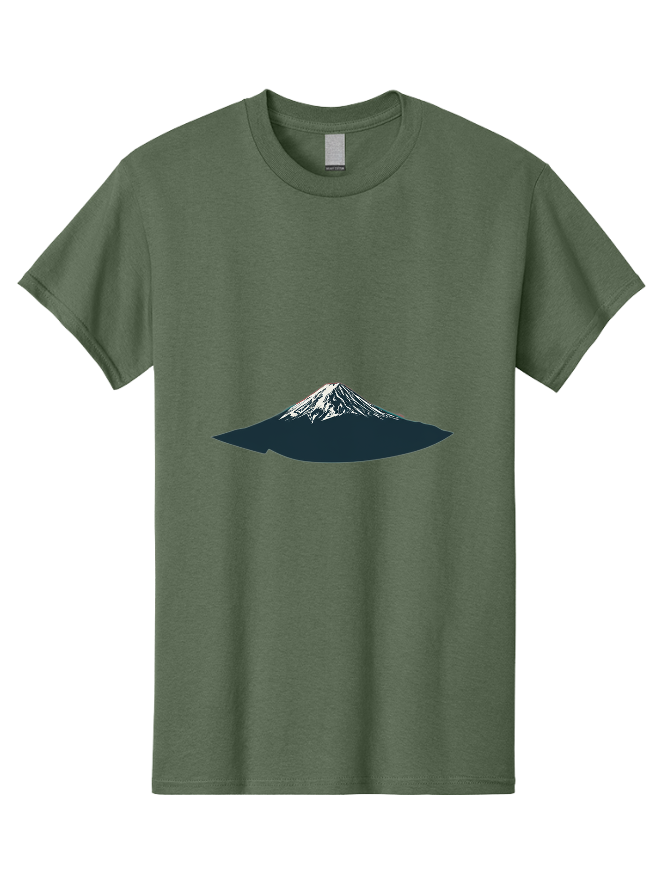 Snowcapped-Mountain Men'S Graphic Tee, 100% Cotton, Comfortable Casual Summer Wear, Machine Washable, Mountain Landscape, Snow-Capped Peak, Serene Atmosphere, Minimalist Design, Dark Silhouette, White Snow, Simple Graphics, Iconic Mountain Bad991