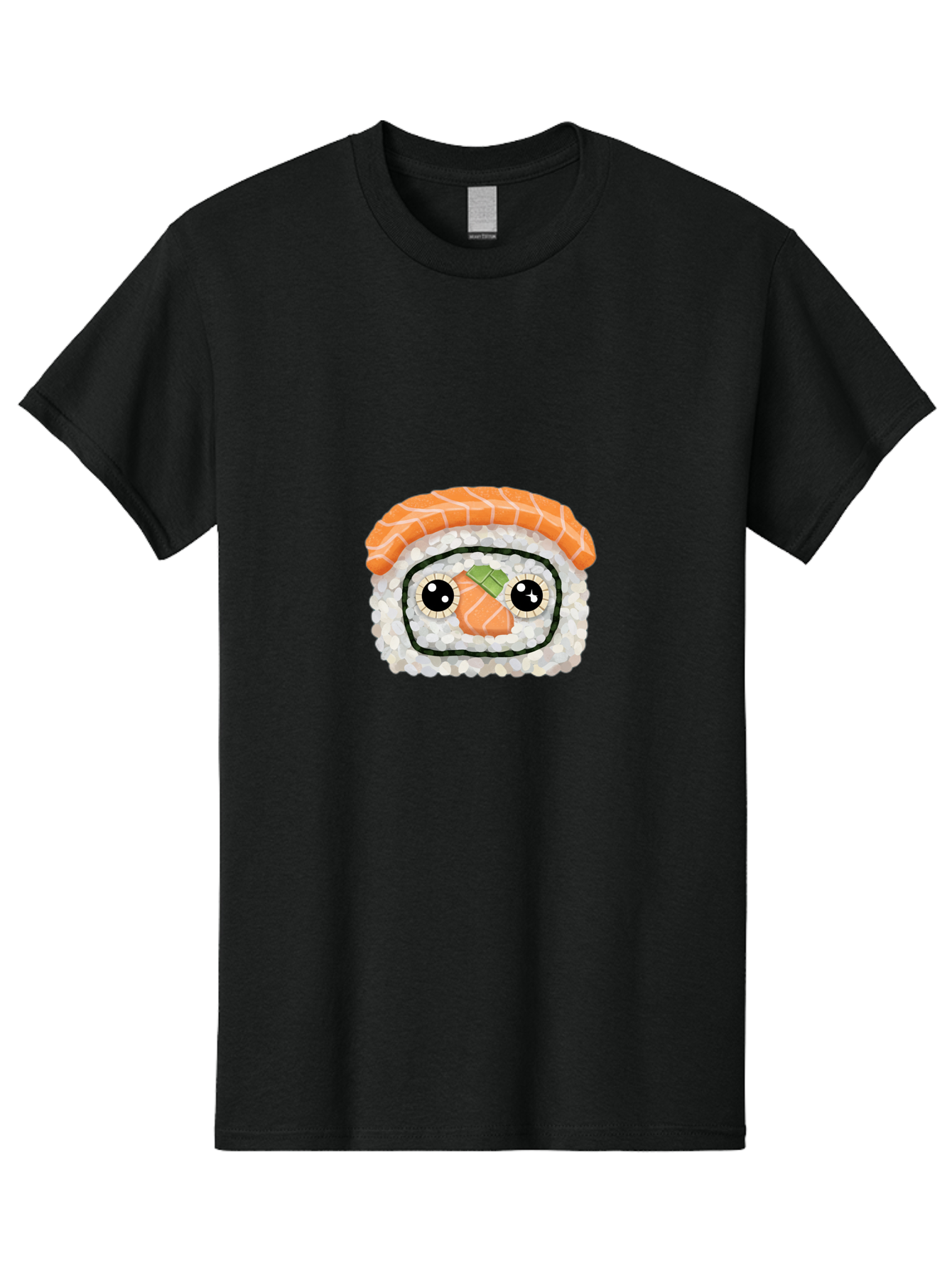 Sushi-Emoji Men'S Graphic Tee, 100% Cotton, Comfortable Casual Summer Wear, Machine Washable, Sushi With Face, Cartoon-Style Food, Kawaii Art, Sushi Roll, Anime-Inspired, Cute Illustration, Playful Design, Foodie Art Bad995