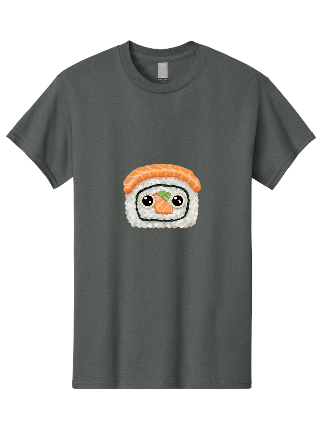 Sushi-Emoji Men'S Graphic Tee, 100% Cotton, Comfortable Casual Summer Wear, Machine Washable, Sushi With Face, Cartoon-Style Food, Kawaii Art, Sushi Roll, Anime-Inspired, Cute Illustration, Playful Design, Foodie Art Bad995