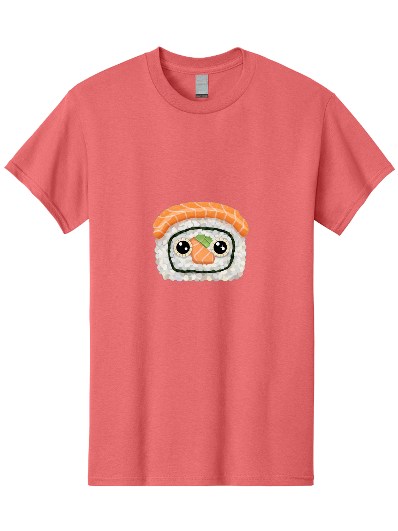 Sushi-Emoji Men'S Graphic Tee, 100% Cotton, Comfortable Casual Summer Wear, Machine Washable, Sushi With Face, Cartoon-Style Food, Kawaii Art, Sushi Roll, Anime-Inspired, Cute Illustration, Playful Design, Foodie Art Bad995