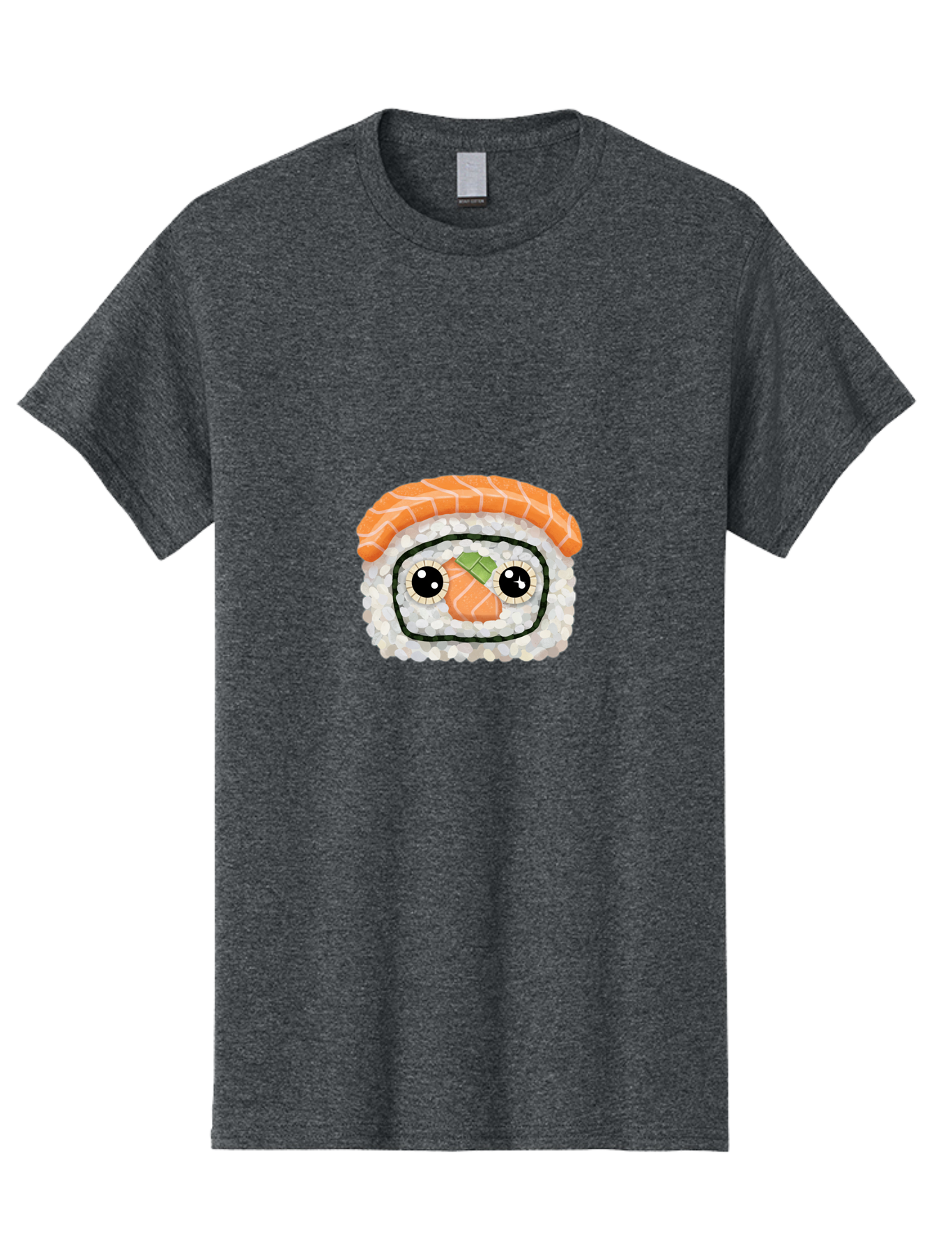 Sushi-Emoji Men'S Graphic Tee, 100% Cotton, Comfortable Casual Summer Wear, Machine Washable, Sushi With Face, Cartoon-Style Food, Kawaii Art, Sushi Roll, Anime-Inspired, Cute Illustration, Playful Design, Foodie Art Bad995