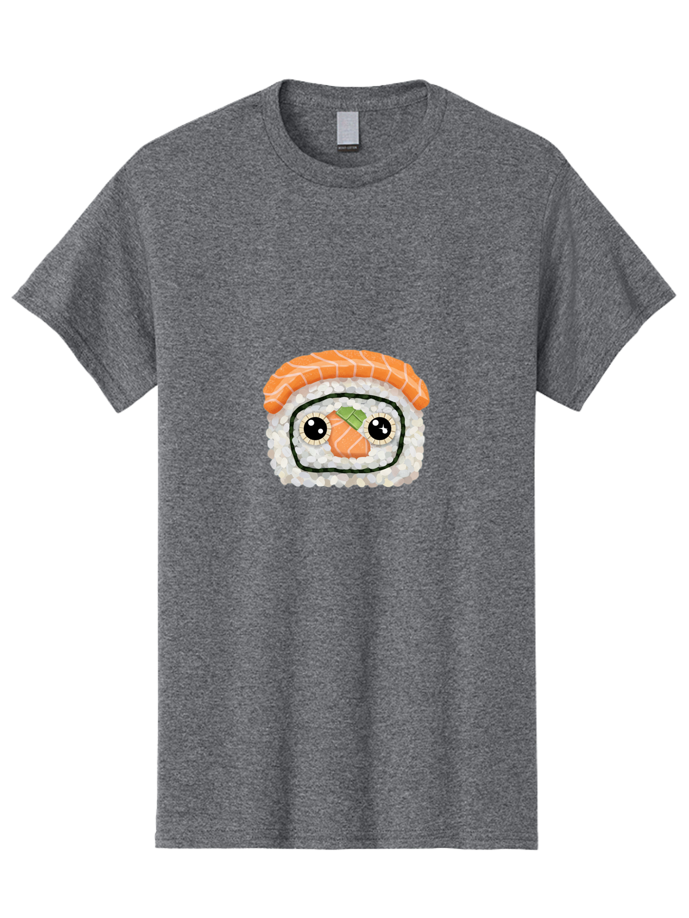 Sushi-Emoji Men'S Graphic Tee, 100% Cotton, Comfortable Casual Summer Wear, Machine Washable, Sushi With Face, Cartoon-Style Food, Kawaii Art, Sushi Roll, Anime-Inspired, Cute Illustration, Playful Design, Foodie Art Bad995