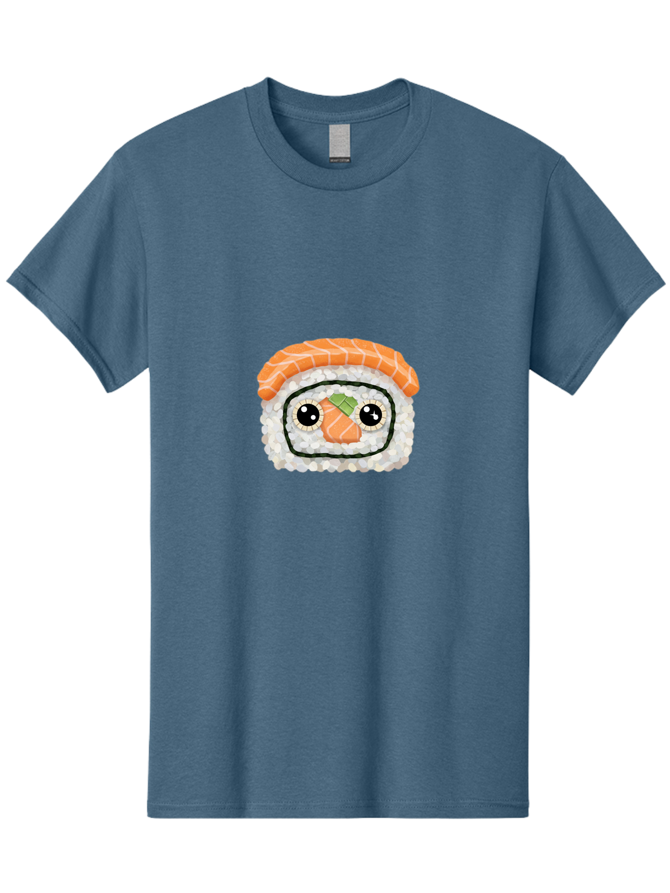 Sushi-Emoji Men'S Graphic Tee, 100% Cotton, Comfortable Casual Summer Wear, Machine Washable, Sushi With Face, Cartoon-Style Food, Kawaii Art, Sushi Roll, Anime-Inspired, Cute Illustration, Playful Design, Foodie Art Bad995