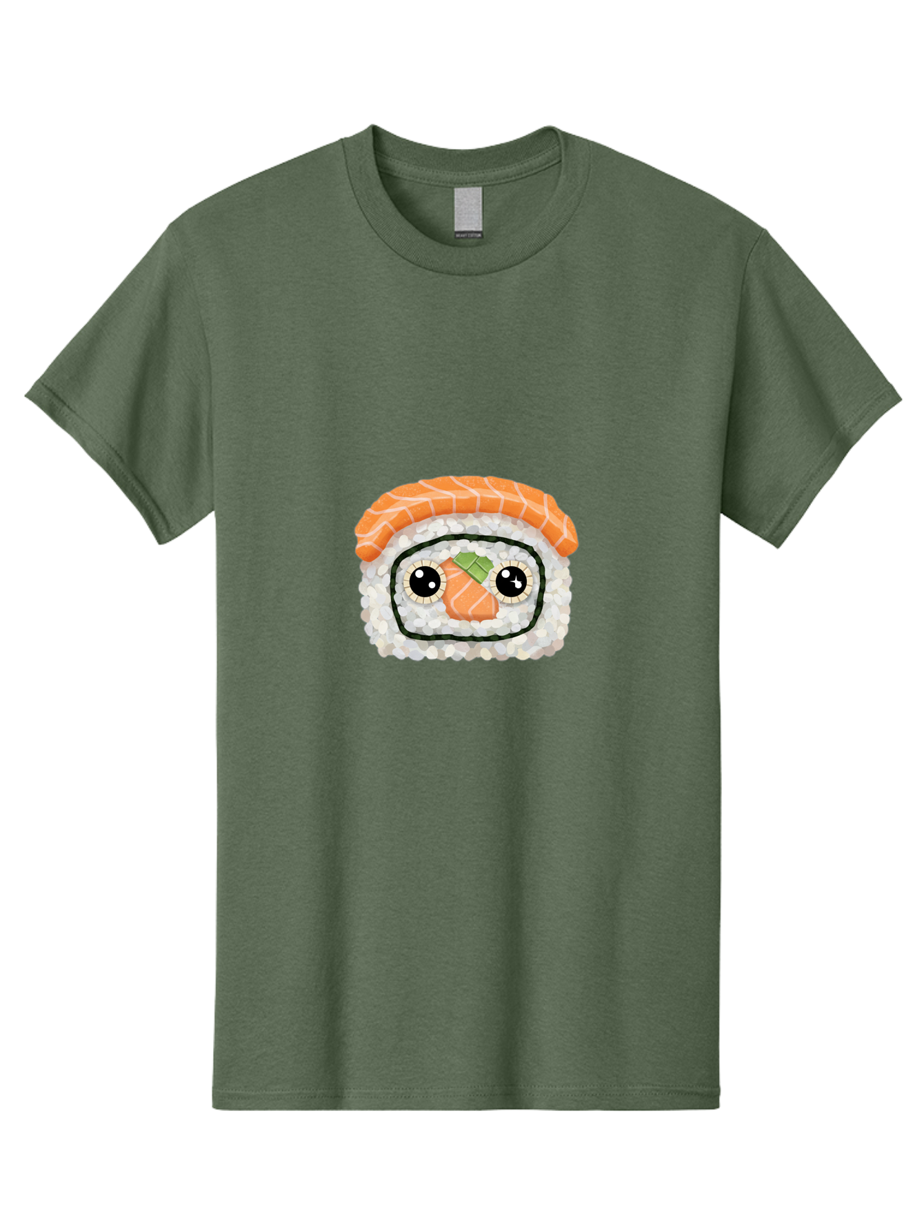 Sushi-Emoji Men'S Graphic Tee, 100% Cotton, Comfortable Casual Summer Wear, Machine Washable, Sushi With Face, Cartoon-Style Food, Kawaii Art, Sushi Roll, Anime-Inspired, Cute Illustration, Playful Design, Foodie Art Bad995