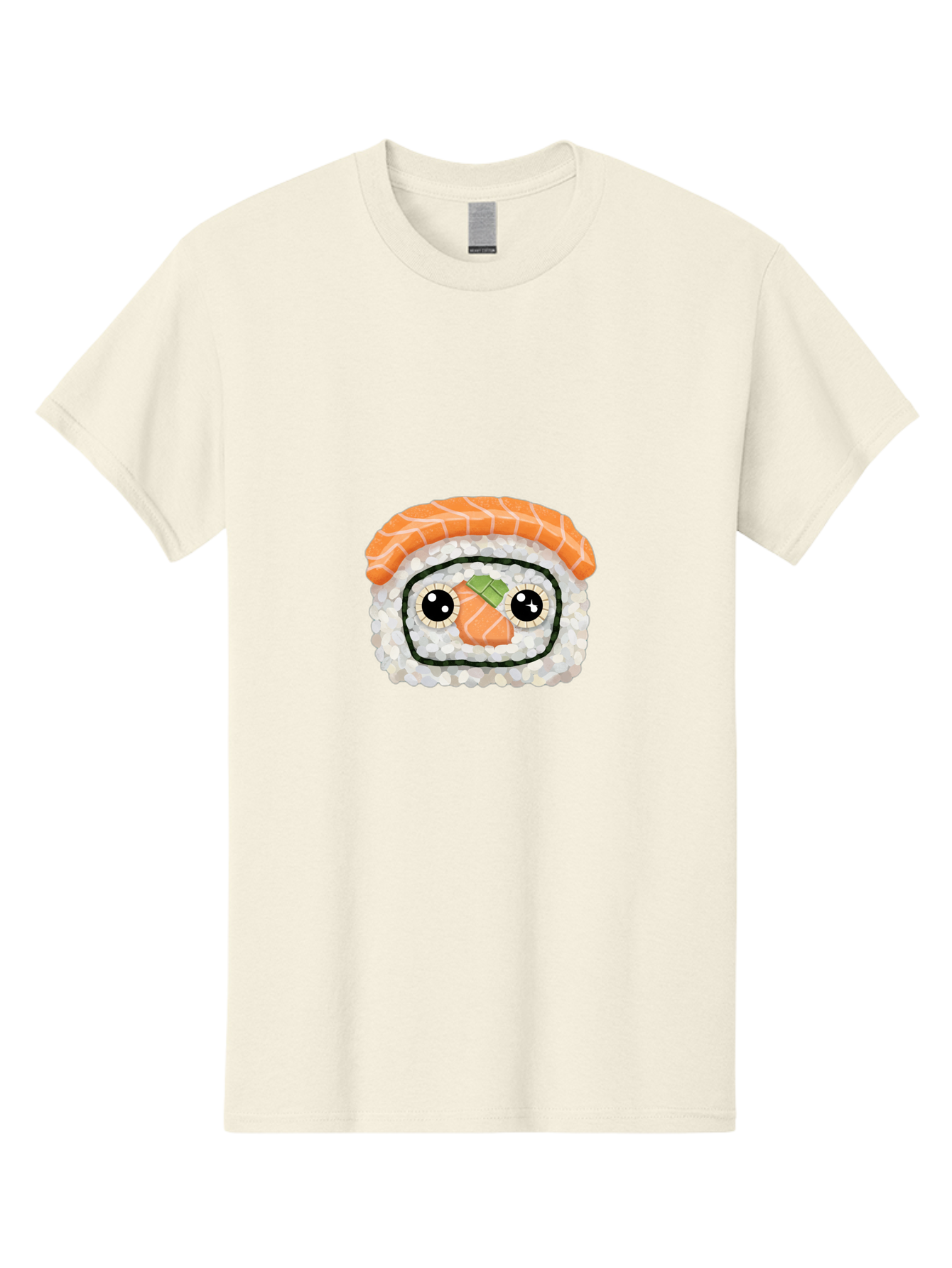 Sushi-Emoji Men'S Graphic Tee, 100% Cotton, Comfortable Casual Summer Wear, Machine Washable, Sushi With Face, Cartoon-Style Food, Kawaii Art, Sushi Roll, Anime-Inspired, Cute Illustration, Playful Design, Foodie Art Bad995